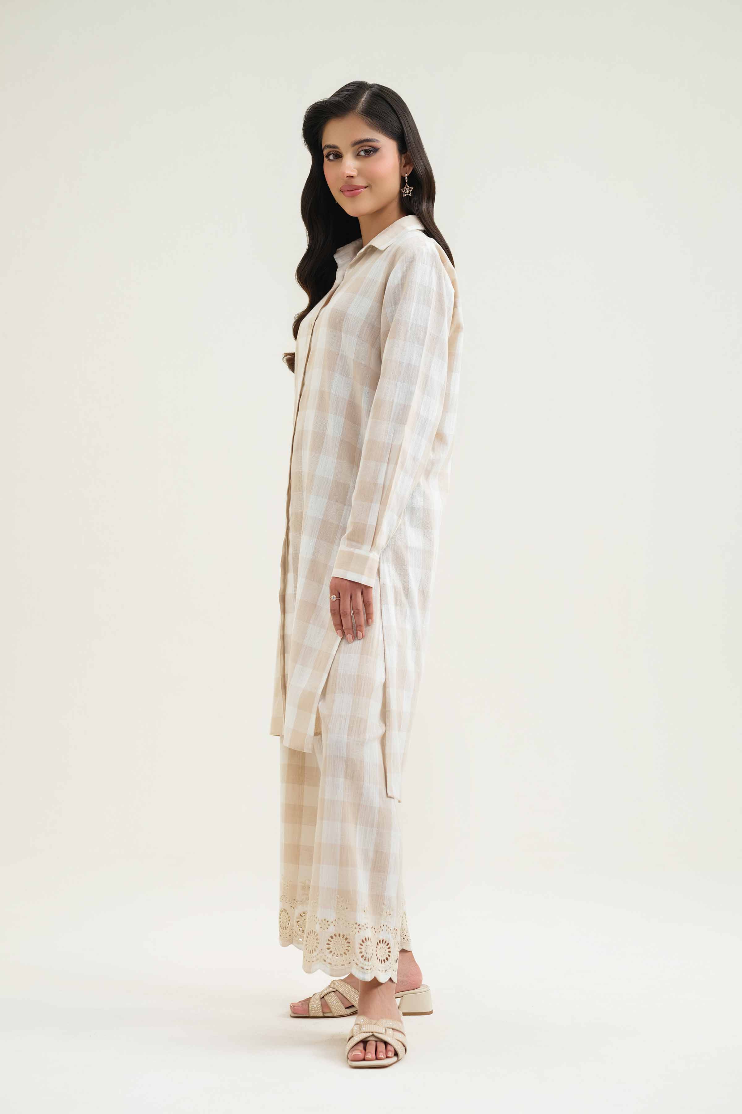 NishatUK - Brown Embroidered   Yarn Dyed 2-piece ready to wear Luxury Dress