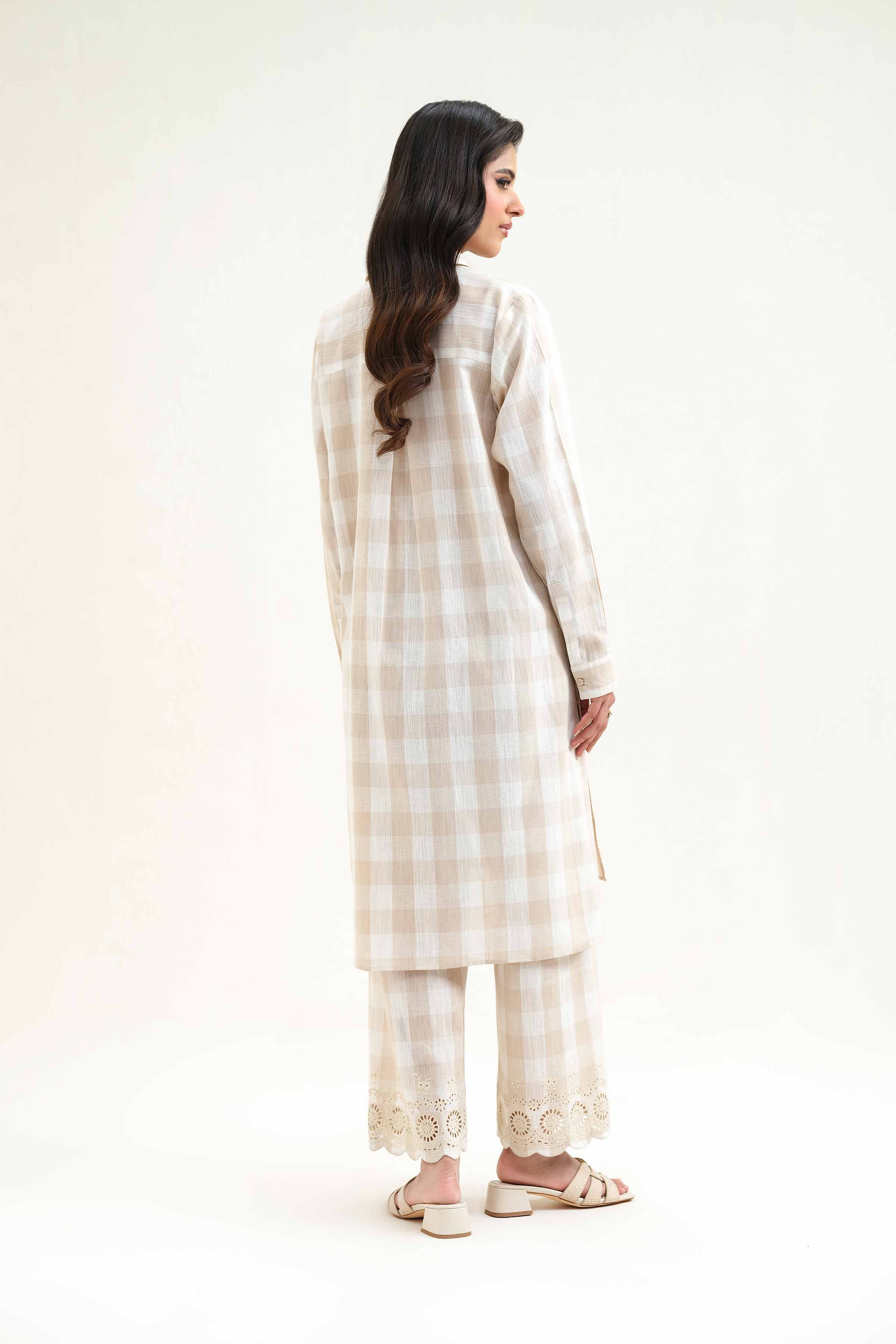 NishatUK - Brown Embroidered   Yarn Dyed 2-piece ready to wear Luxury Dress