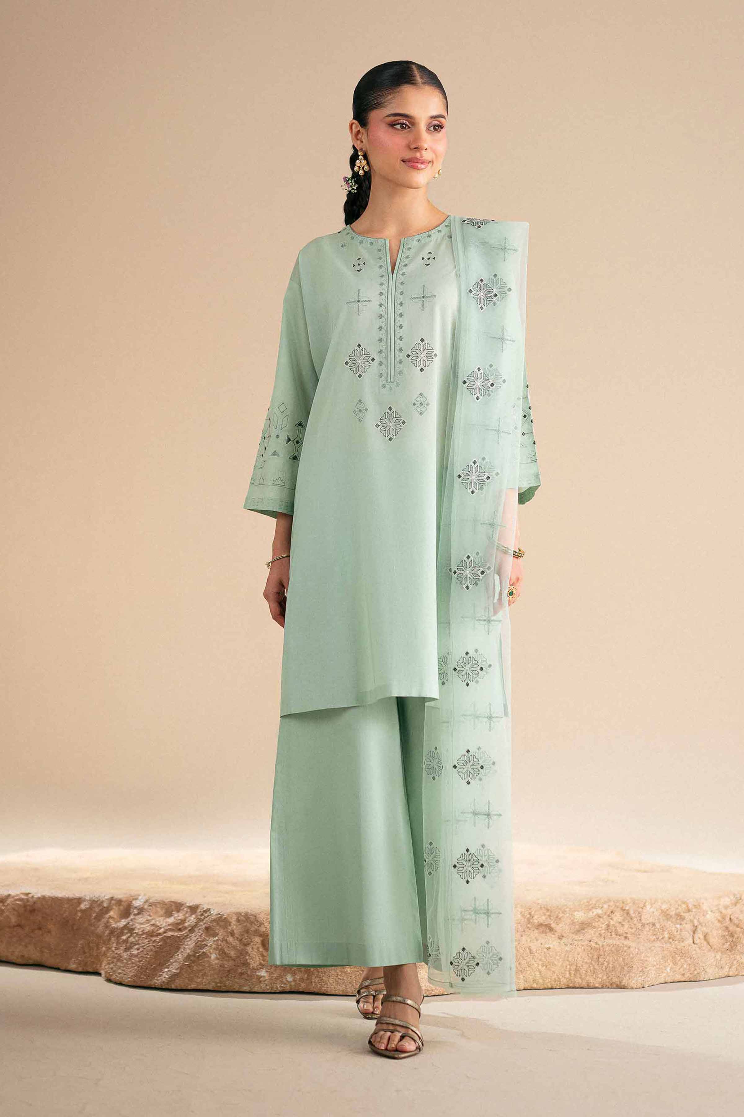 3 Piece - Embroidered Suit - KFS25-95