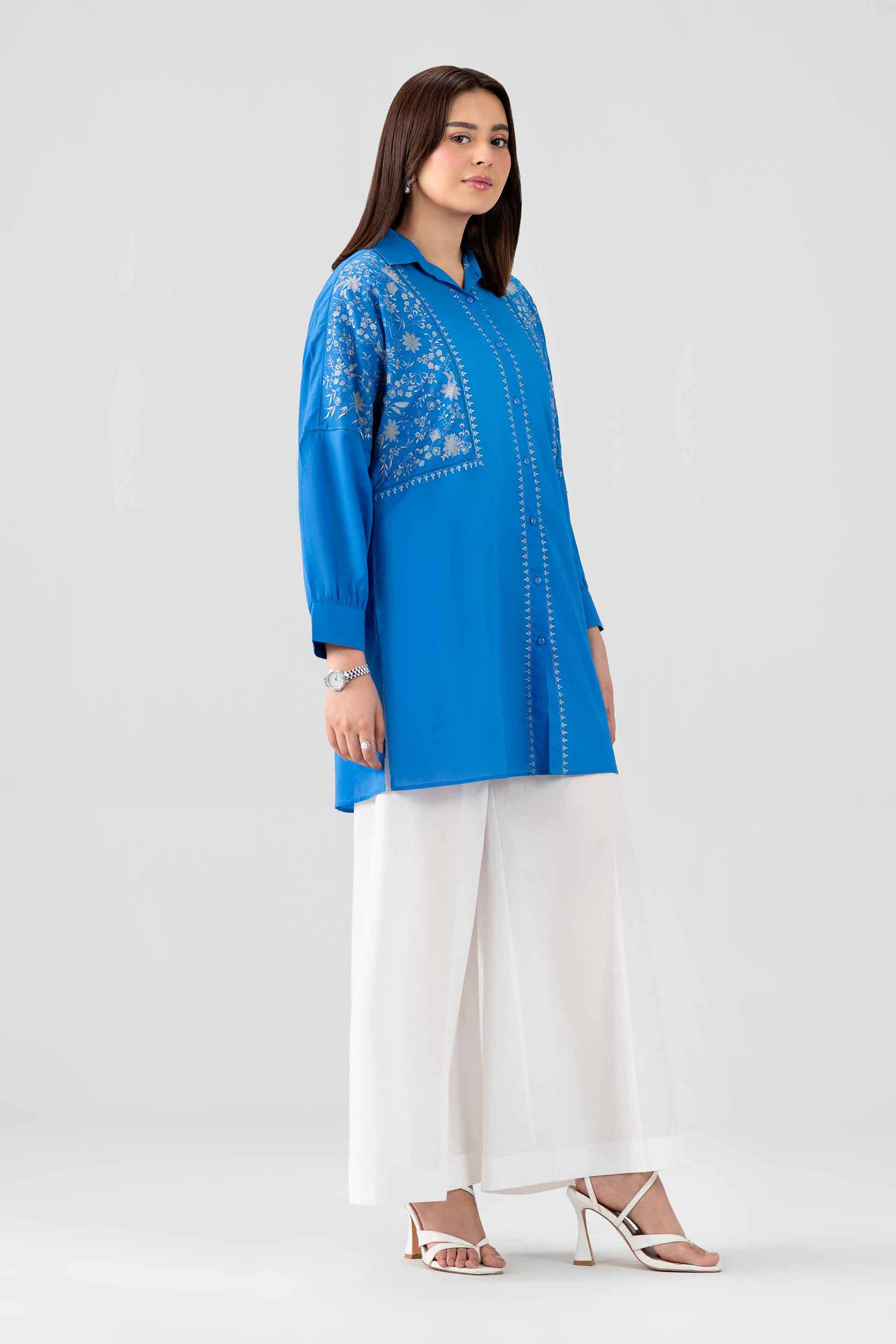 Nishat UK - Blue Embroidered Cotton 1 Piece ready to wear luxury Shirt