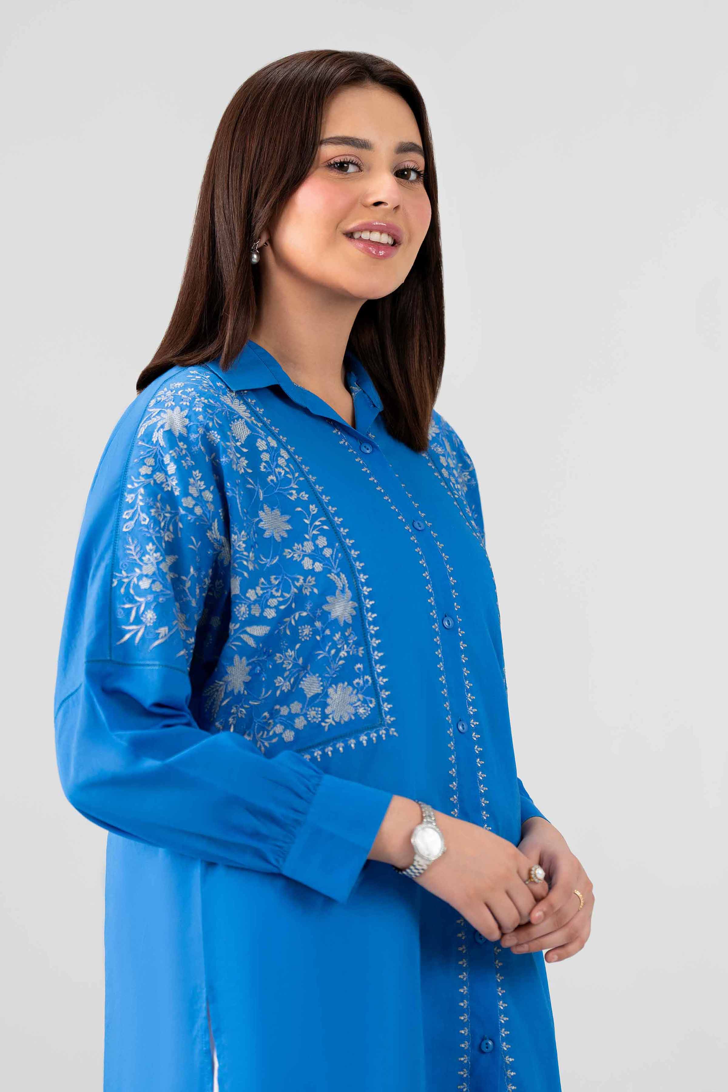 Nishat UK - Blue Embroidered Cotton 1 Piece ready to wear luxury Shirt