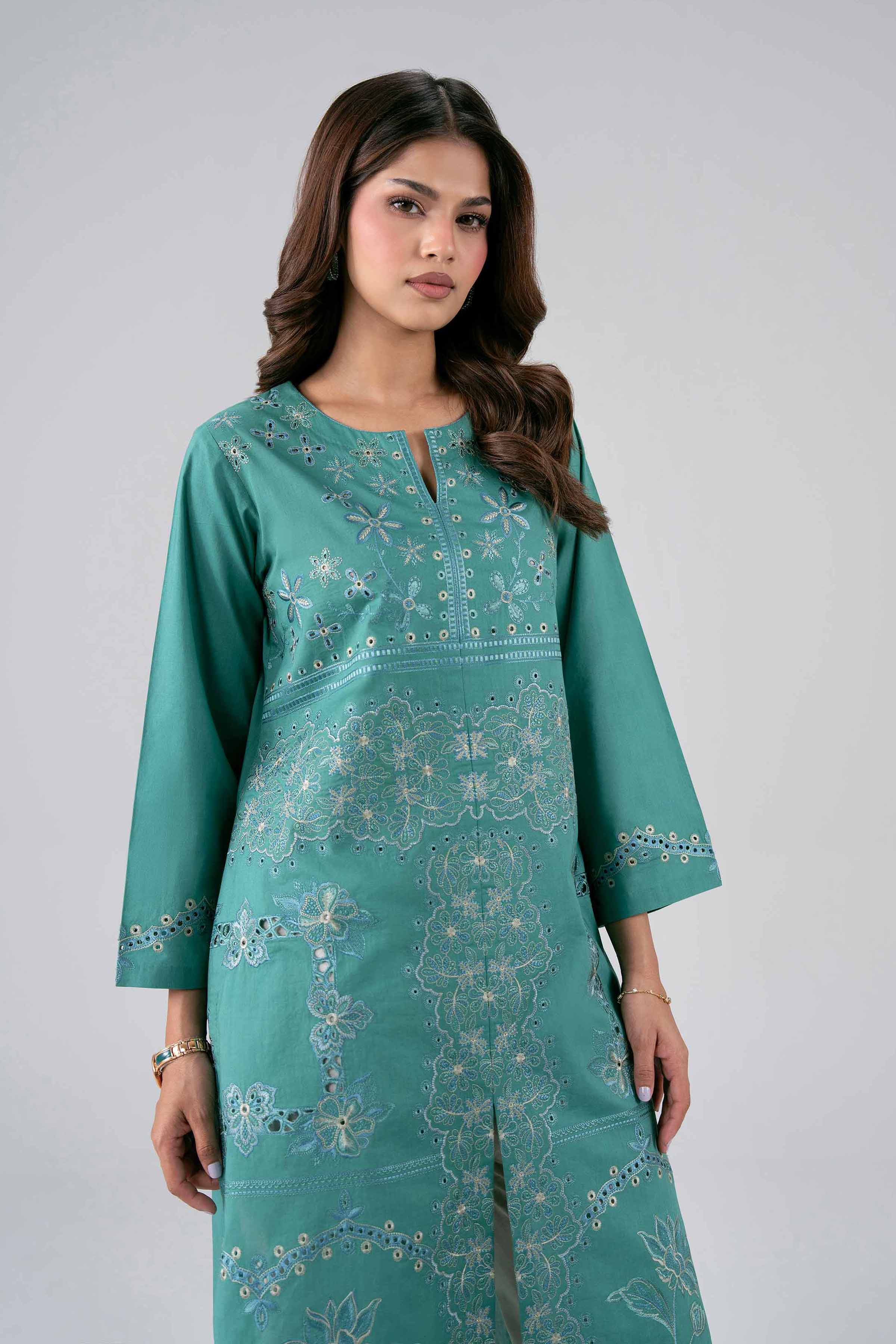 Nishat UK - Green Embroidered Cambric 1 Piece ready to wear luxury Shirt