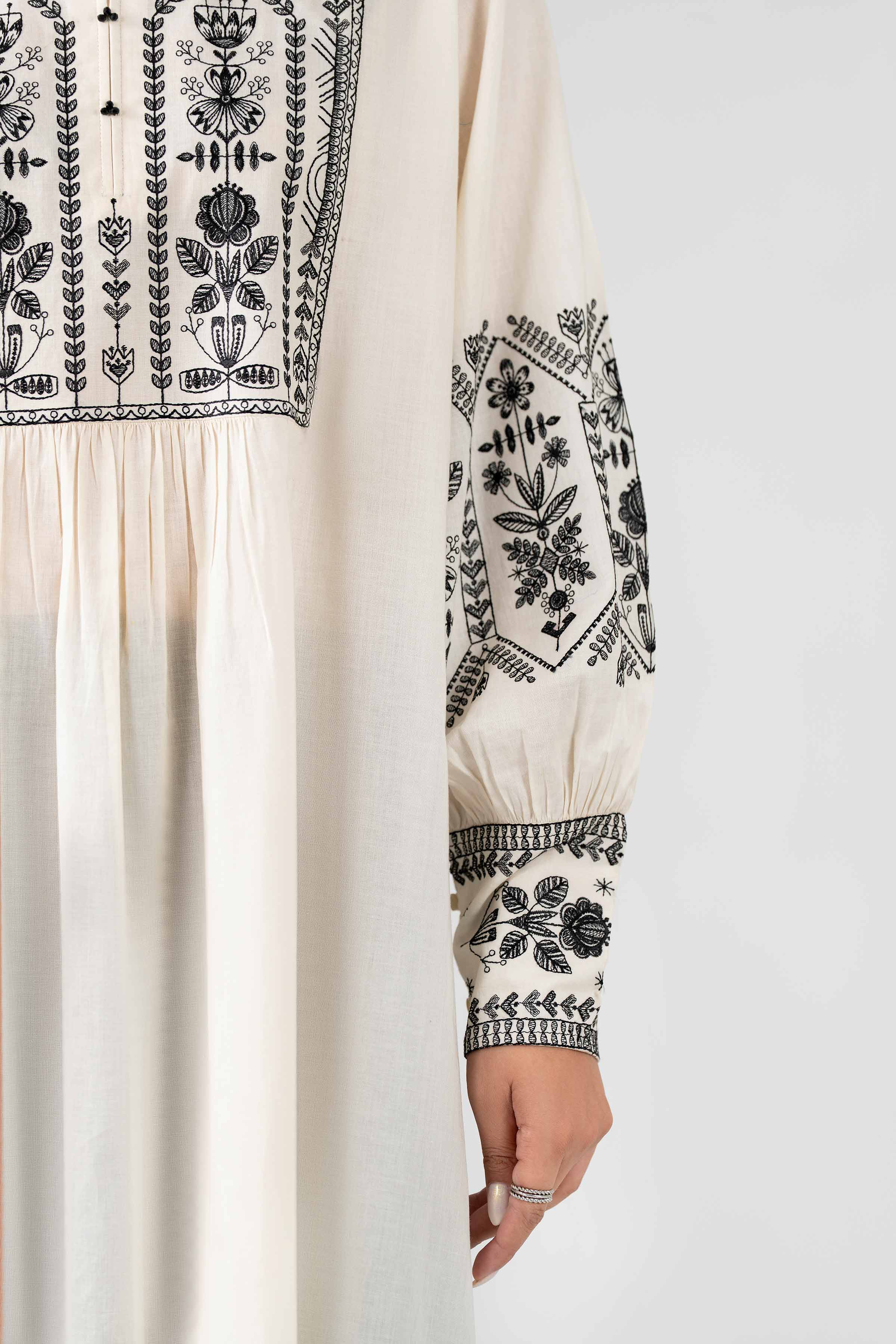 Nishat UK - Off White Embroidered Cambric 2 Pieces ready to wear luxury Dress