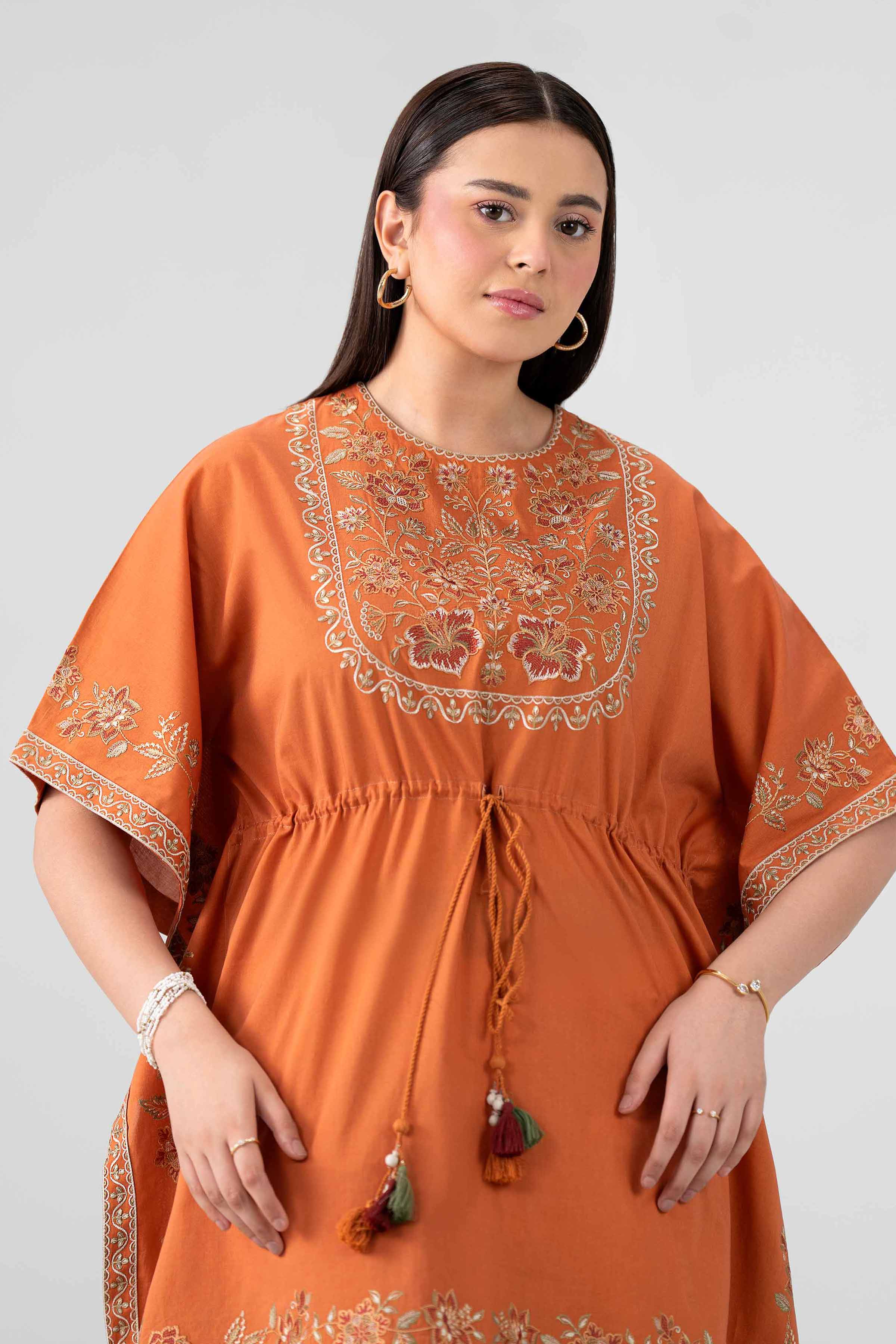 Nishat UK - Orange Embroidered Cambric 2 Pieces ready to wear Dress