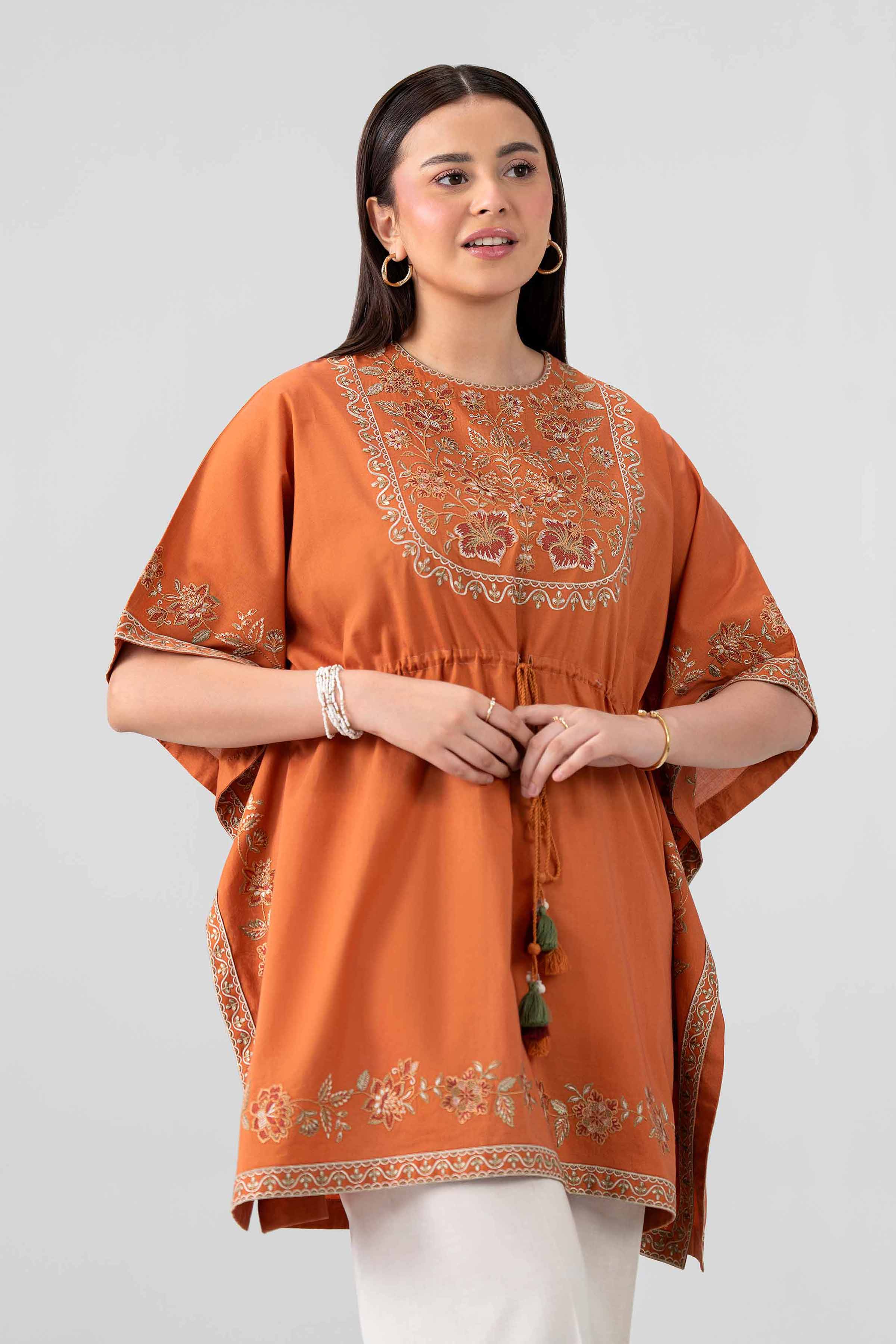 Nishat UK - Orange Embroidered Cambric 2 Pieces ready to wear Dress