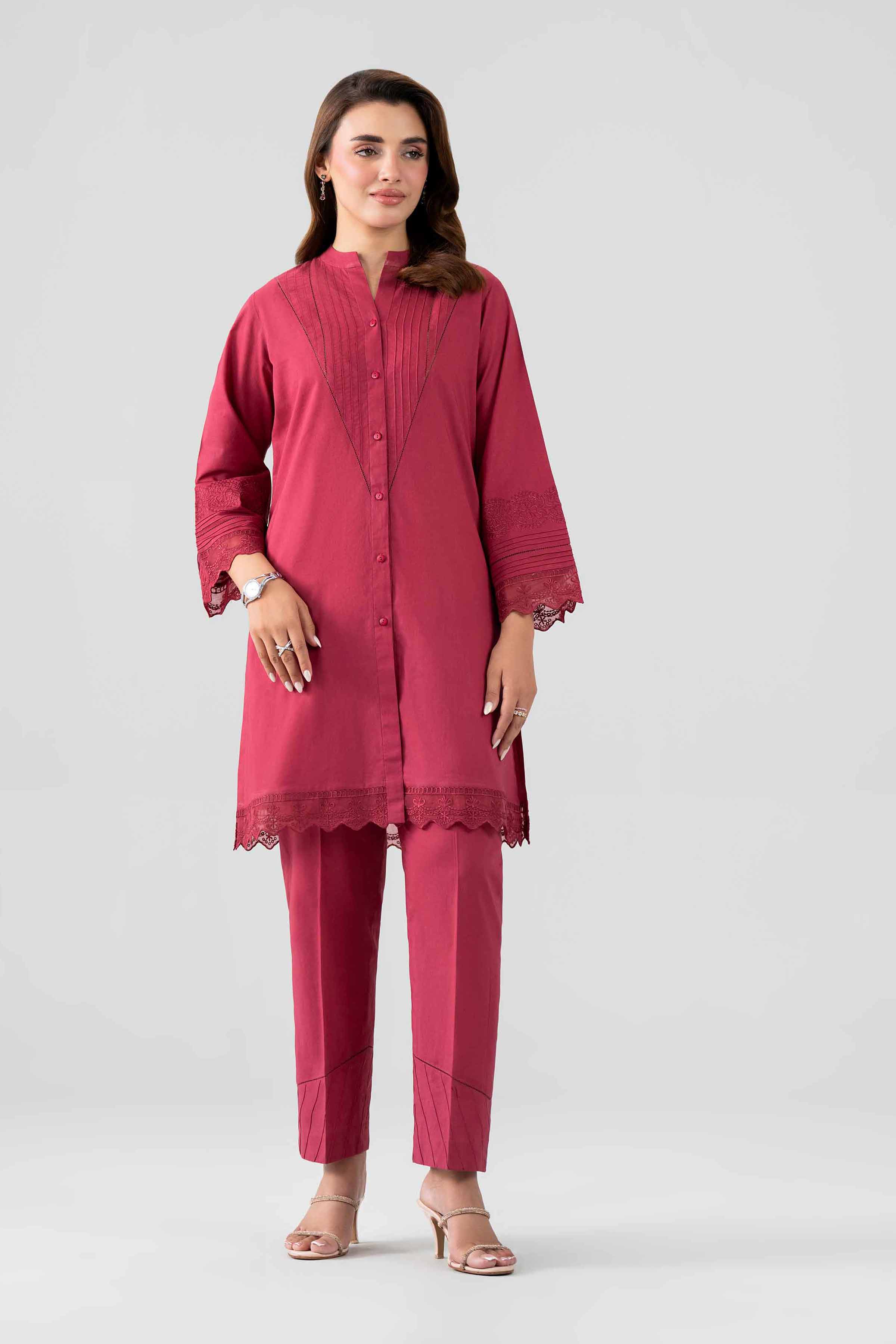 Nishat UK - Red Embroidered Cambric 2 Pieces ready to wear luxury Dress