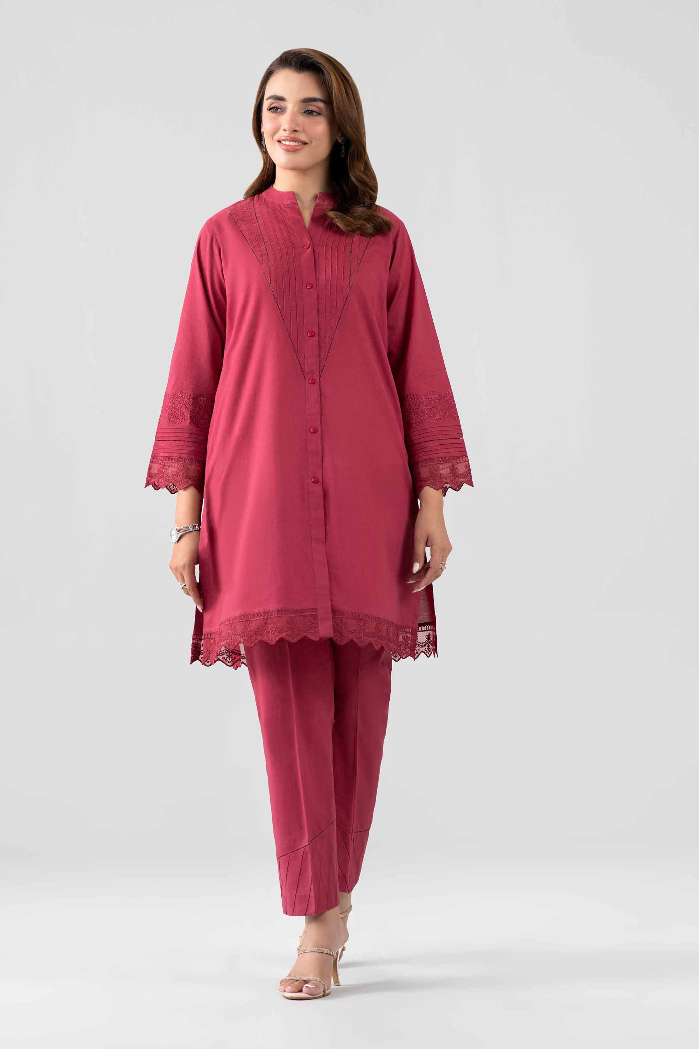 Nishat UK - Red Embroidered Cambric 2 Pieces ready to wear luxury Dress