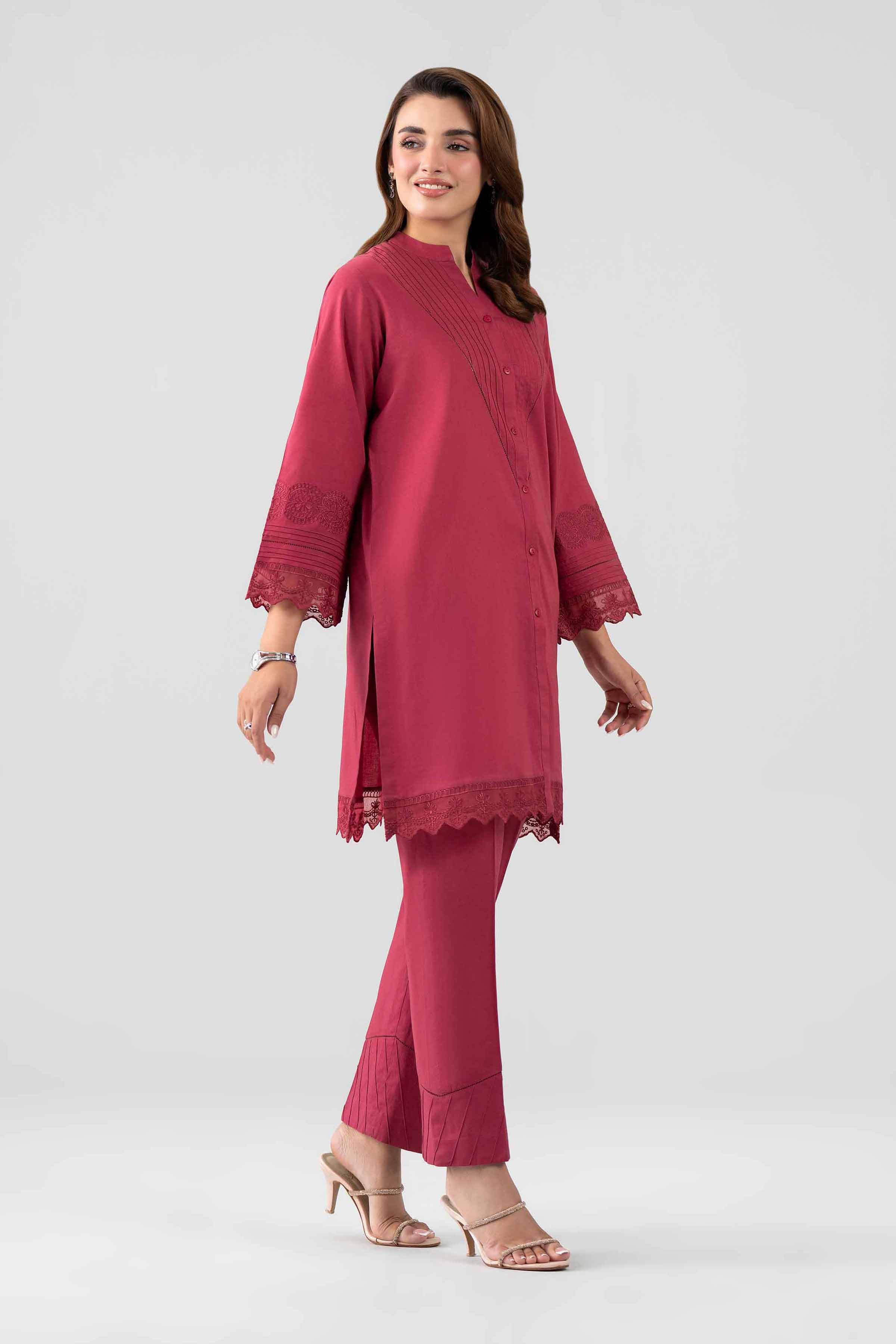 Nishat UK - Red Embroidered Cambric 2 Pieces ready to wear luxury Dress