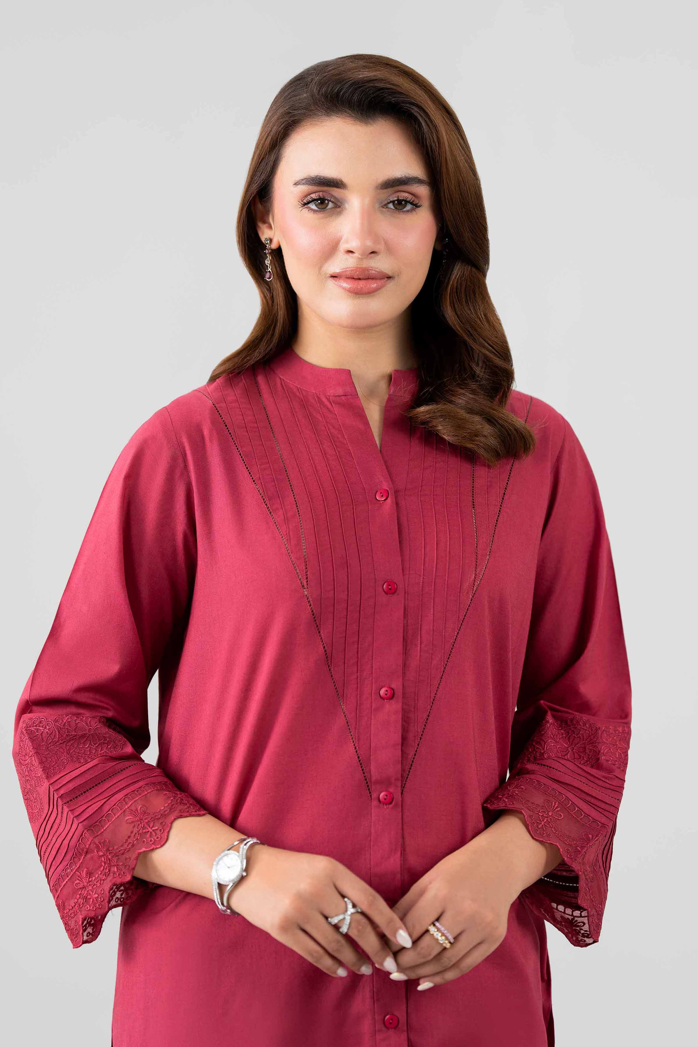 Nishat UK - Red Embroidered Cambric 2 Pieces ready to wear luxury Dress