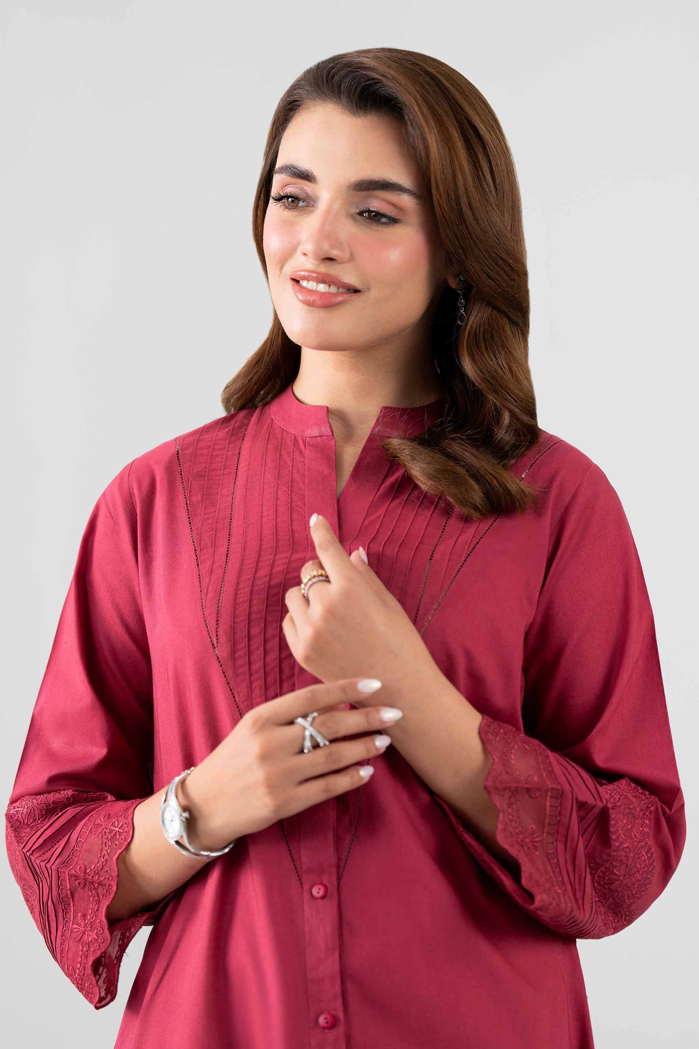 Nishat UK - Red Embroidered Cambric 2 Pieces ready to wear luxury Dress