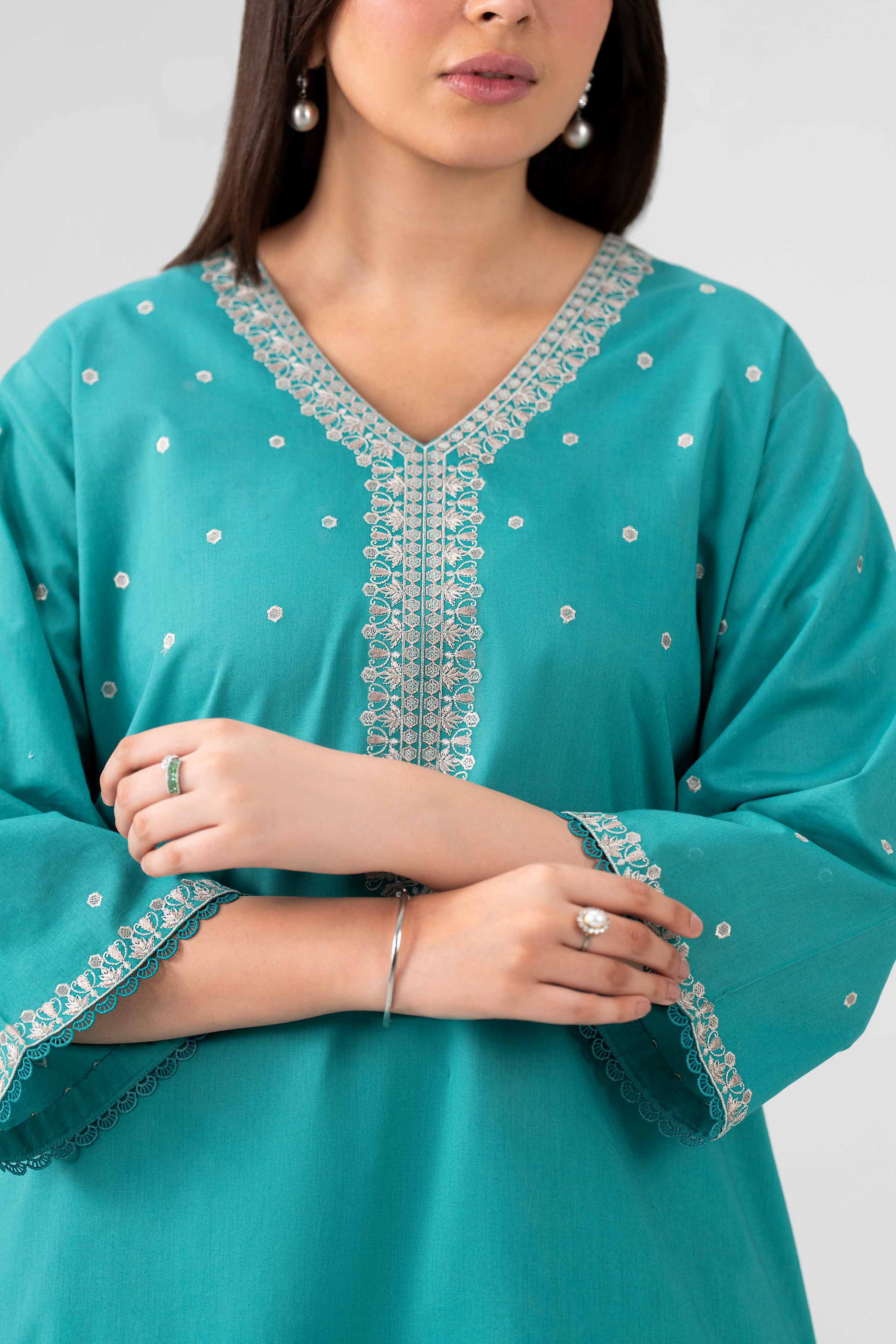 Nishat UK - Blue Embroidered Cambric 2 Pieces ready to wear luxury Dress