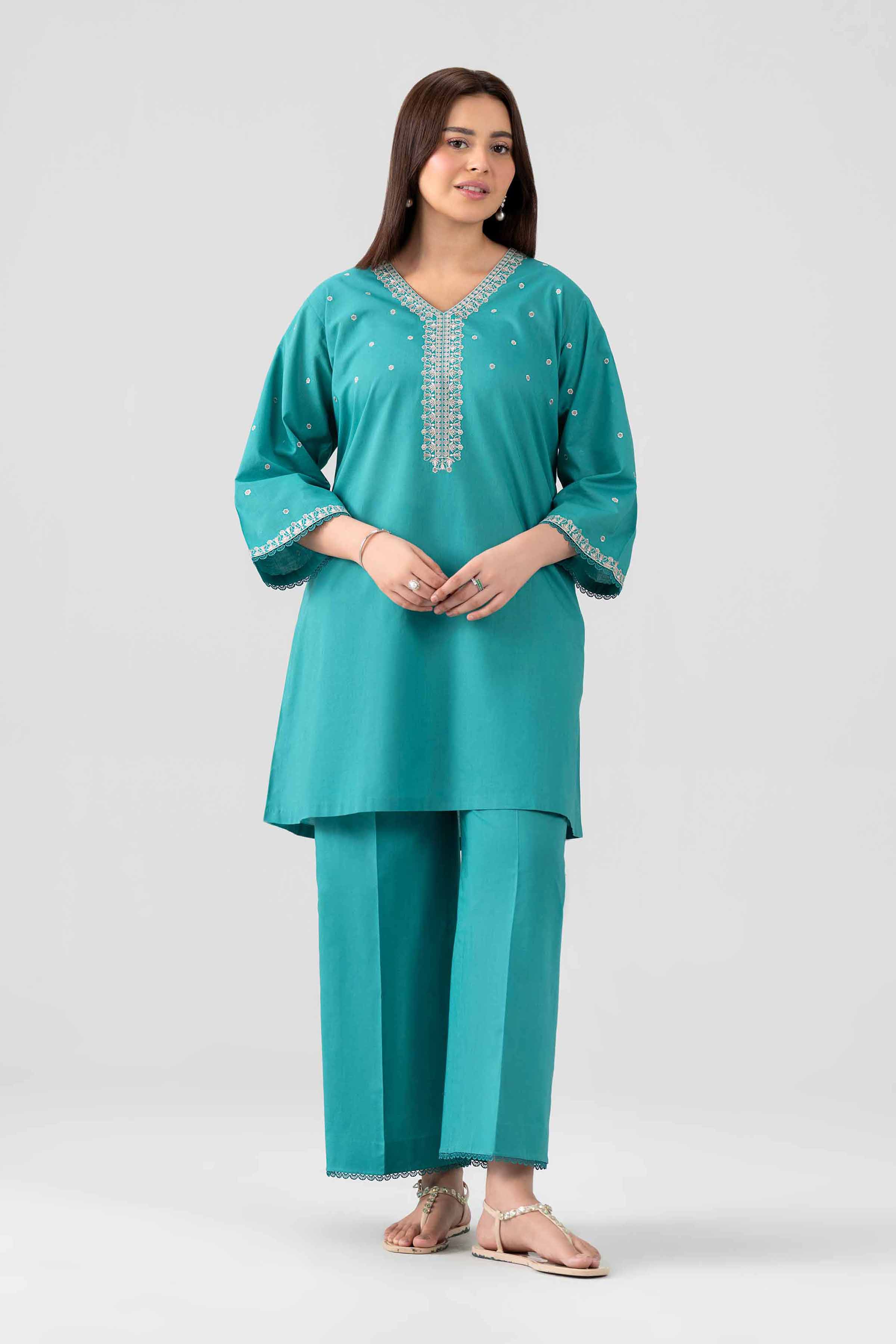 Nishat UK - Blue Embroidered Cambric 2 Pieces ready to wear luxury Dress