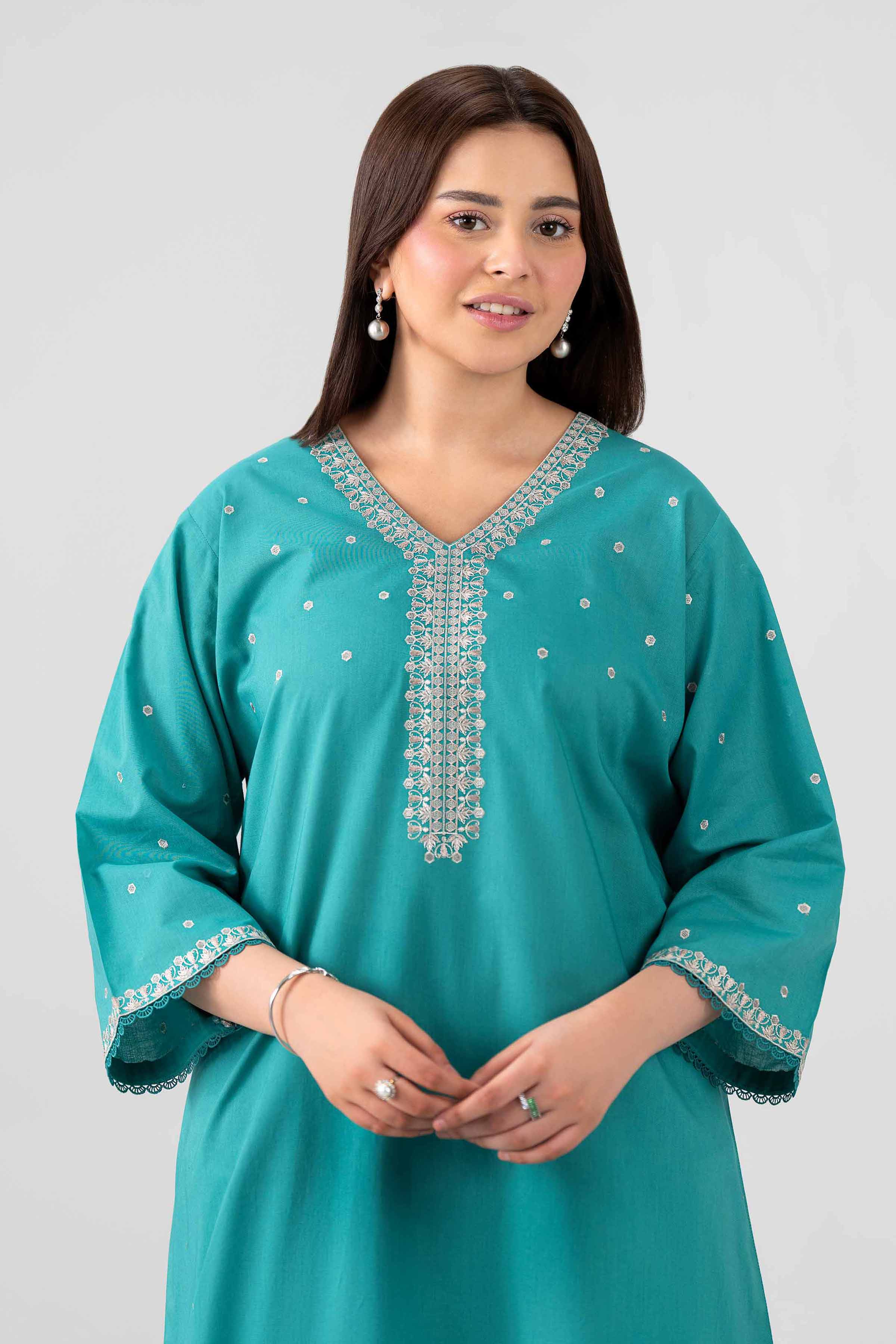 Nishat UK - Blue Embroidered Cambric 2 Pieces ready to wear luxury Dress