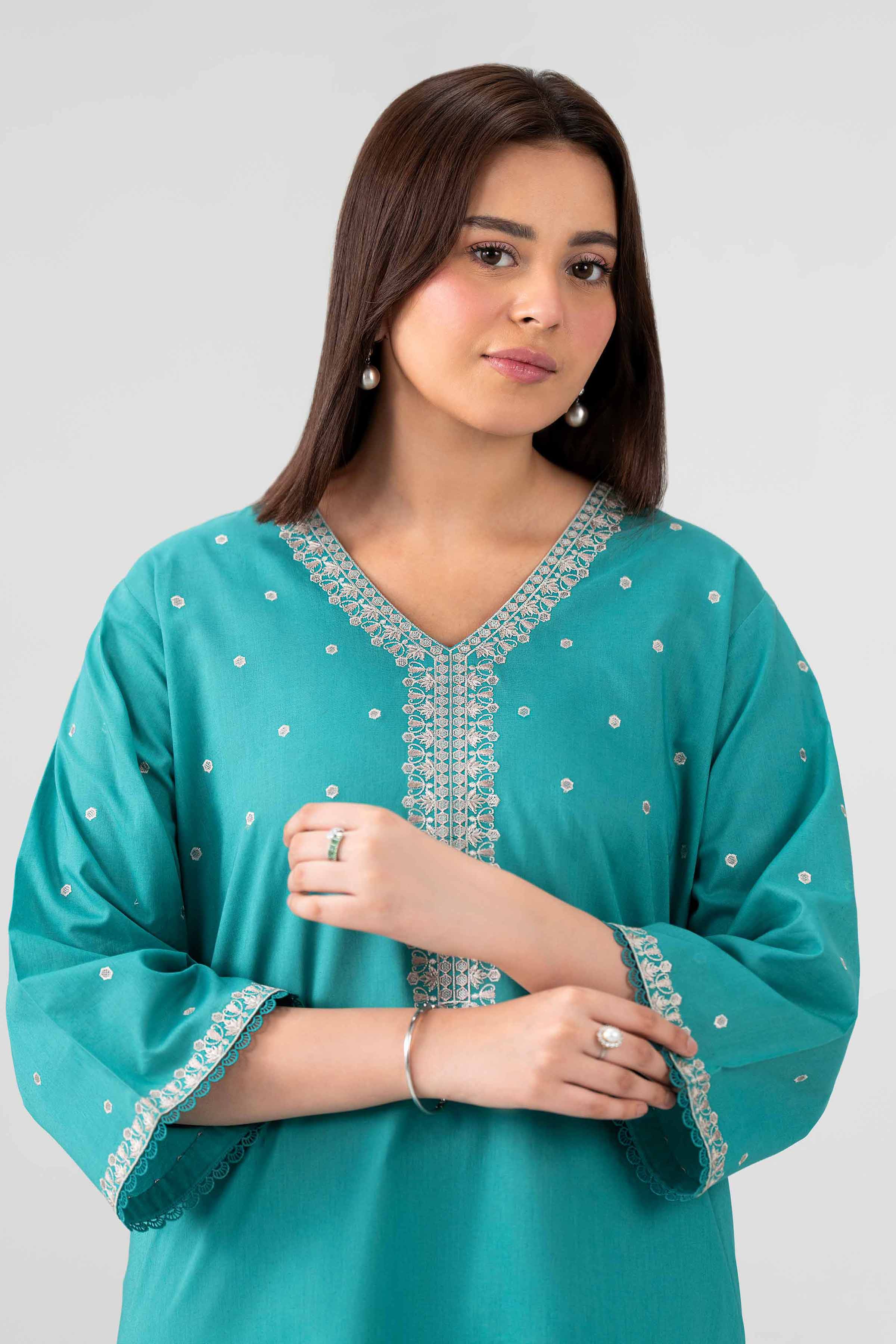 Nishat UK - Blue Embroidered Cambric 2 Pieces ready to wear luxury Dress