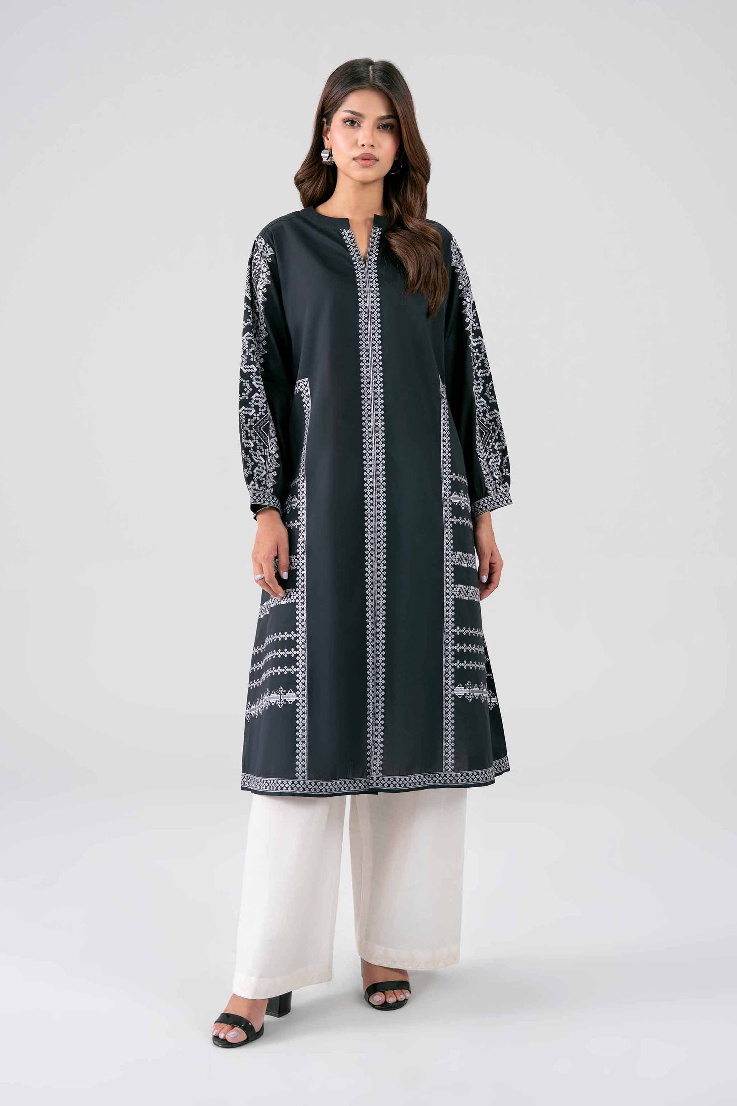 Nishat UK - Black Embroidered Lawn 2 Pieces ready to wear luxury Dress