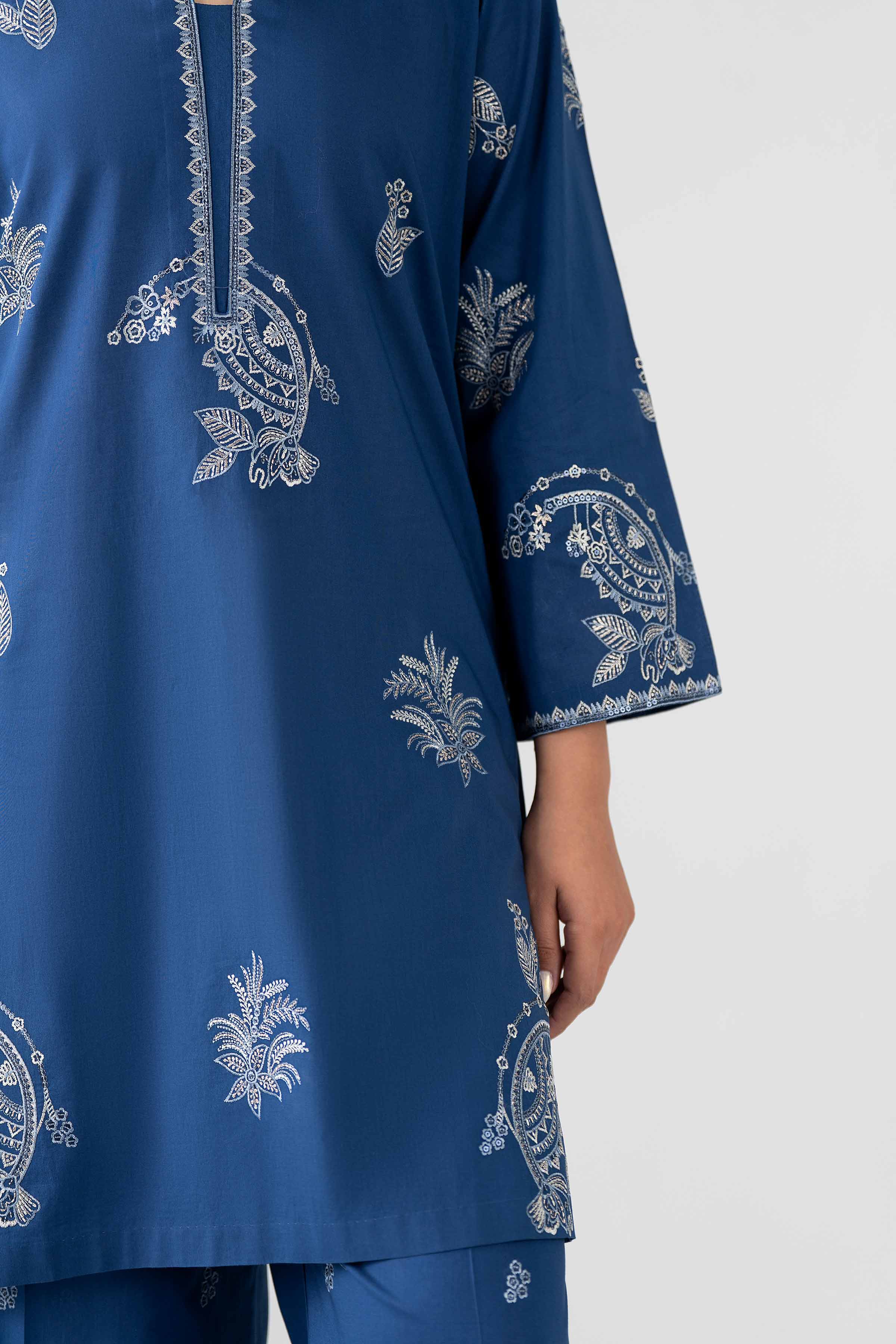 Nishat UK - Blue Embroidered Lawn 2 Pieces ready to wear luxury Dress