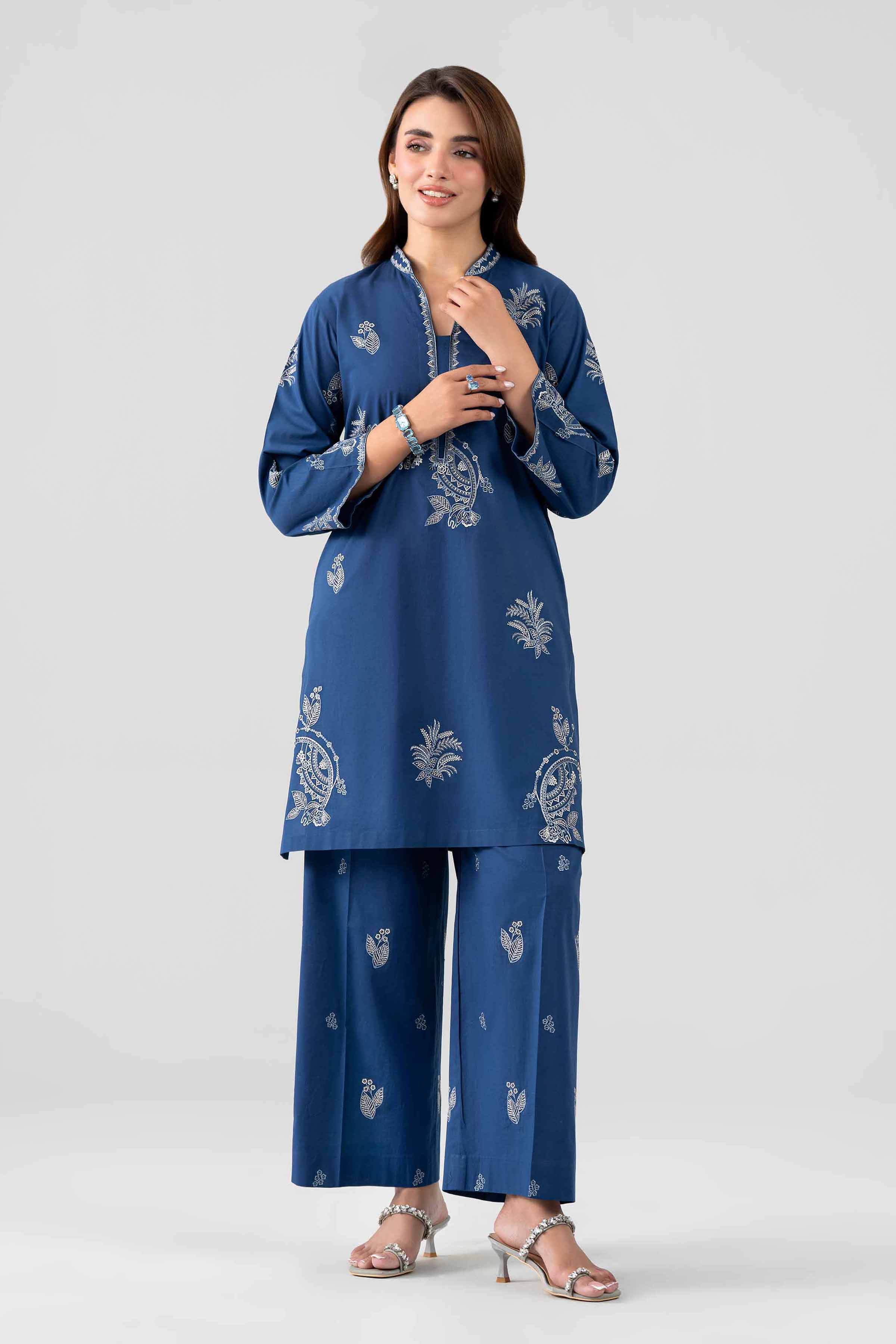 Nishat UK - Blue Embroidered Lawn 2 Pieces ready to wear luxury Dress
