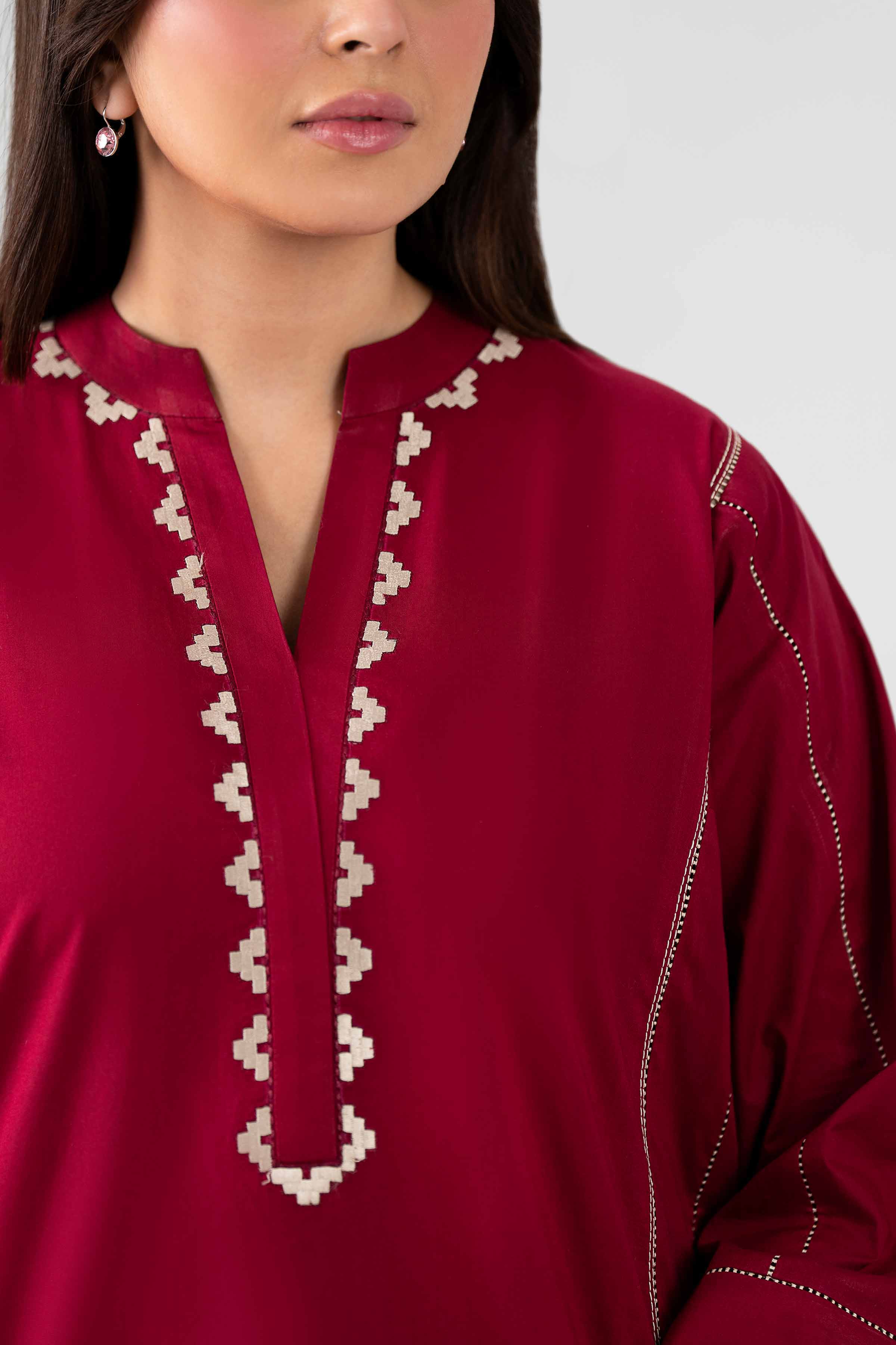 Nishat UK - Red Embroidered Lawn 2 Pieces ready to wear luxury Dress
