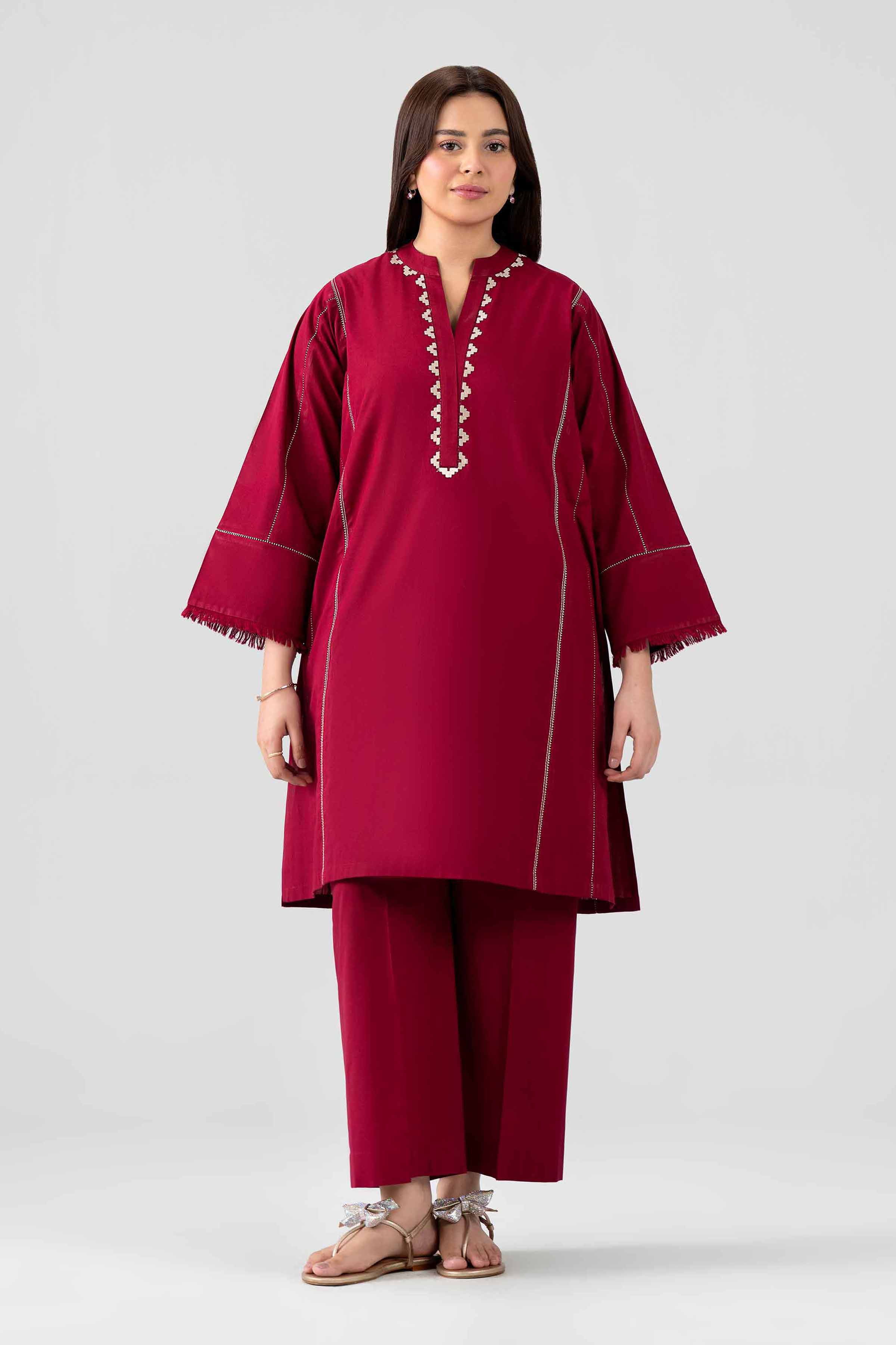 Nishat UK - Red Embroidered Lawn 2 Pieces ready to wear luxury Dress