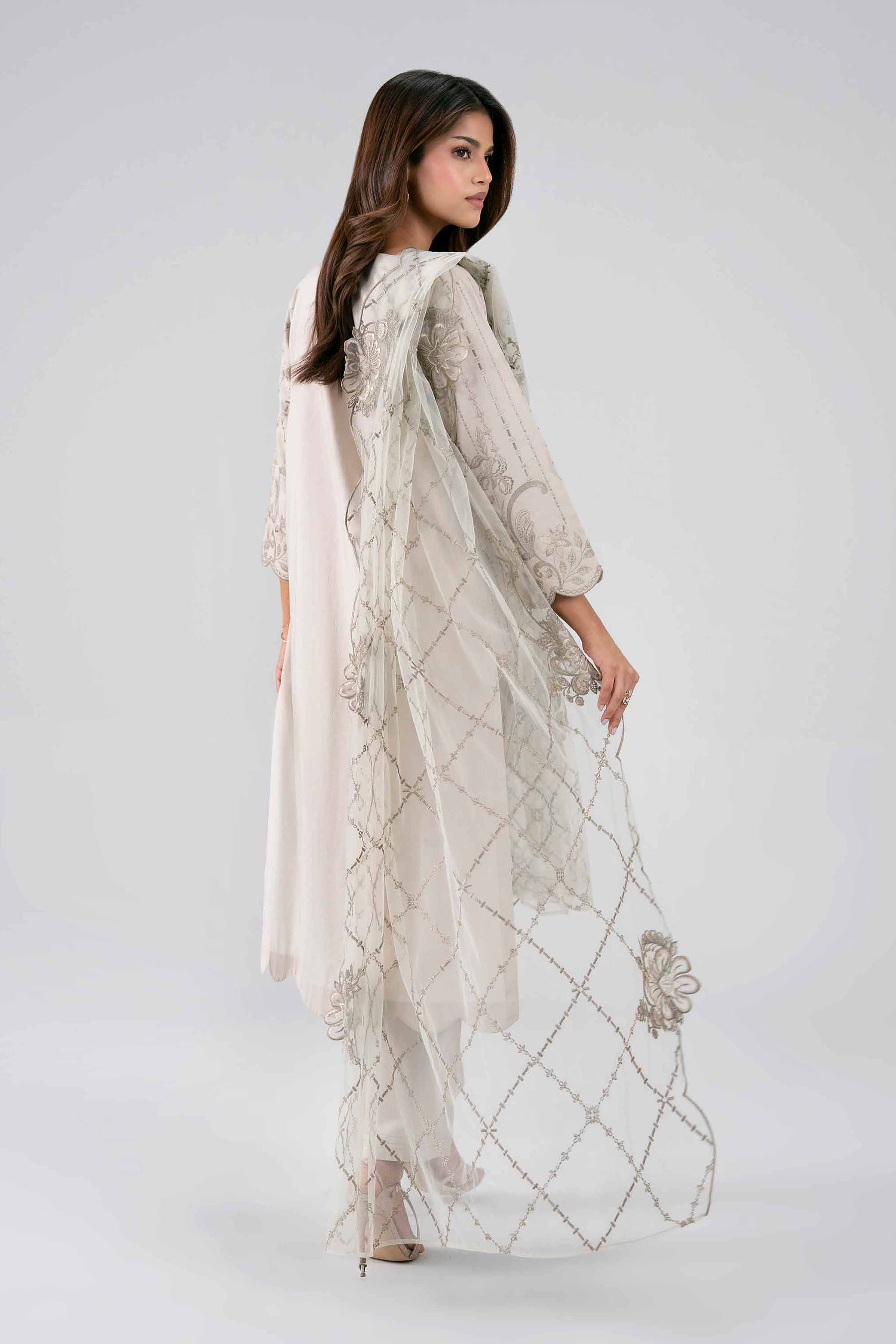 Nishat UK - Beige Embroidered cambric 3 Pieces ready to wear Suit