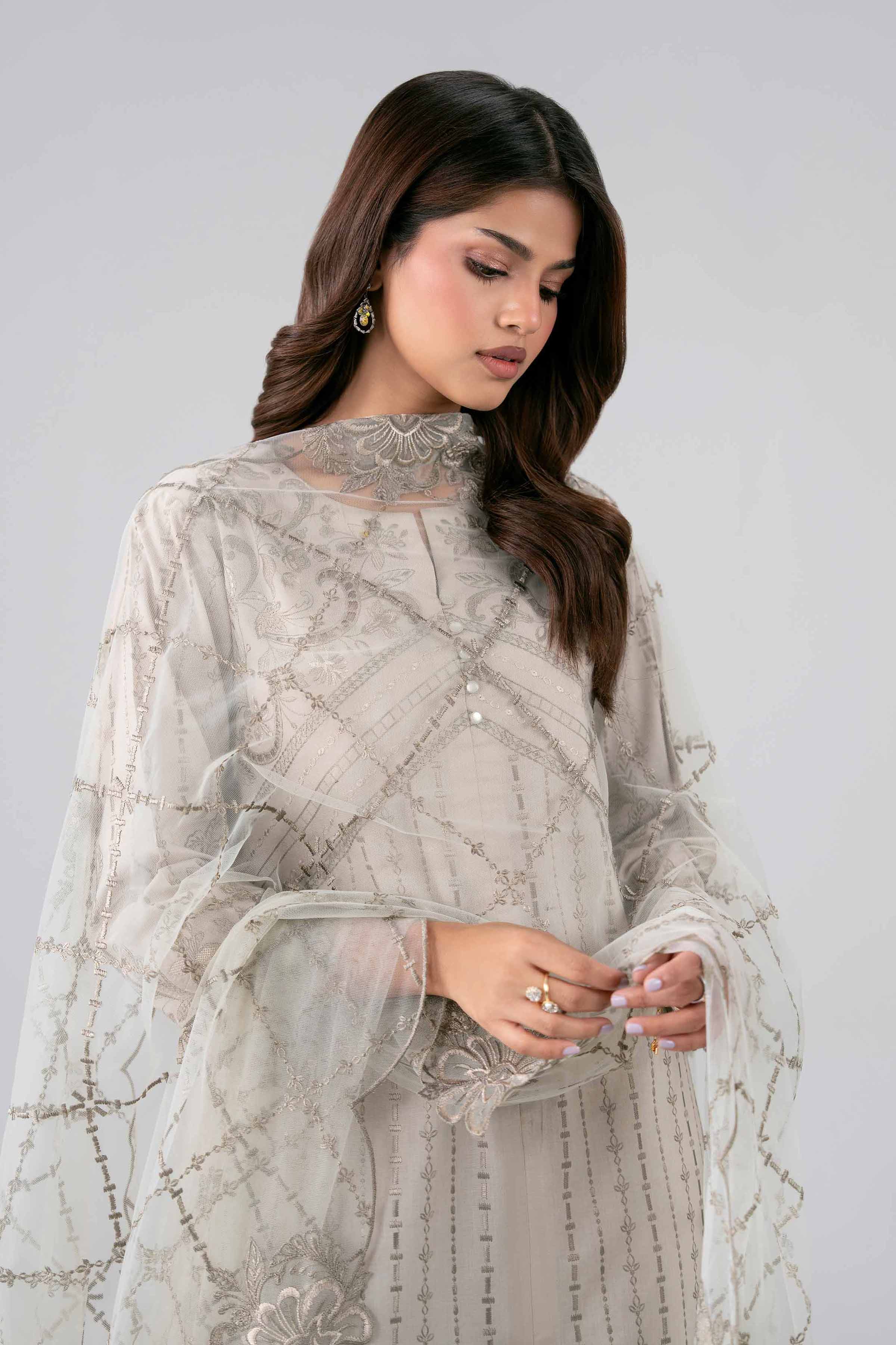 Nishat UK - Beige Embroidered cambric 3 Pieces ready to wear Suit