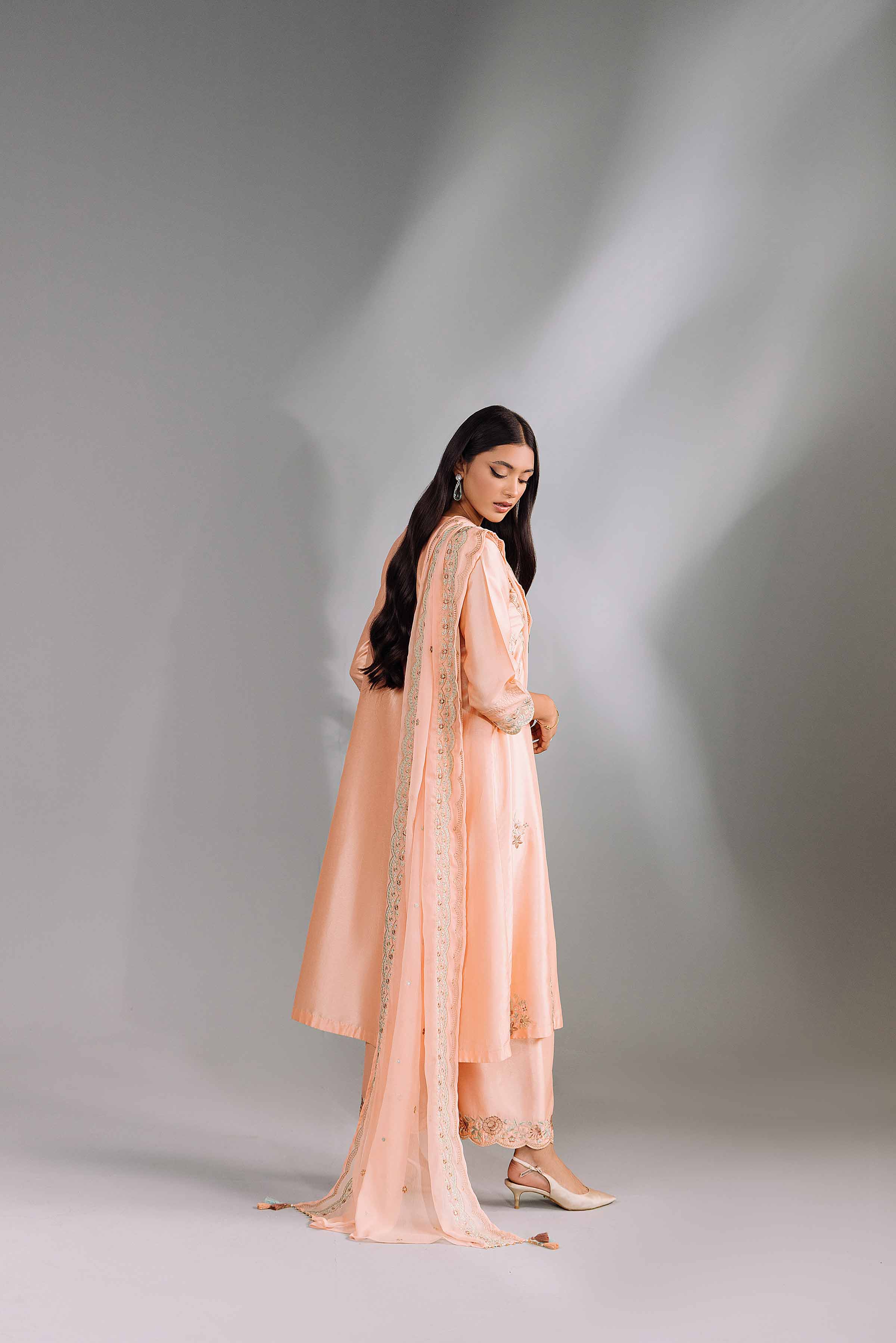 NishatUK - Brown Embroidered  Silk 3-piece ready to wear Suit