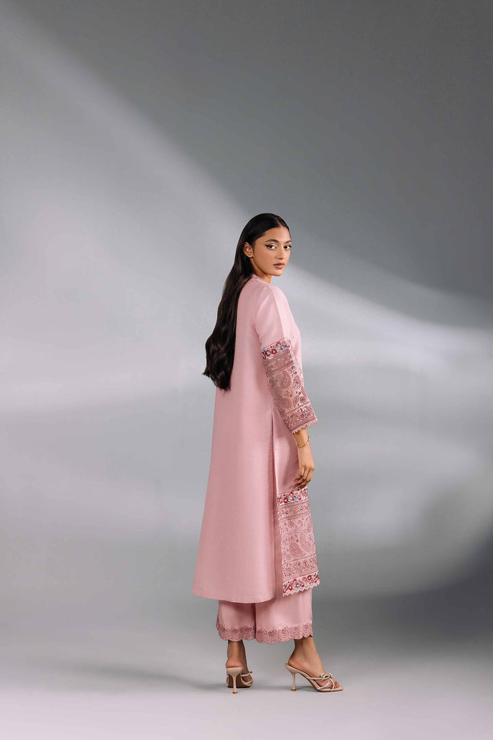 2 Piece Pink Silk Embroidered Suit