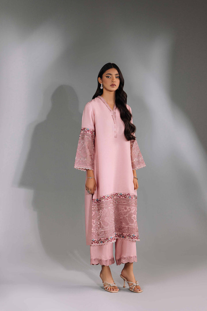 2 Piece Pink Silk Embroidered Suit