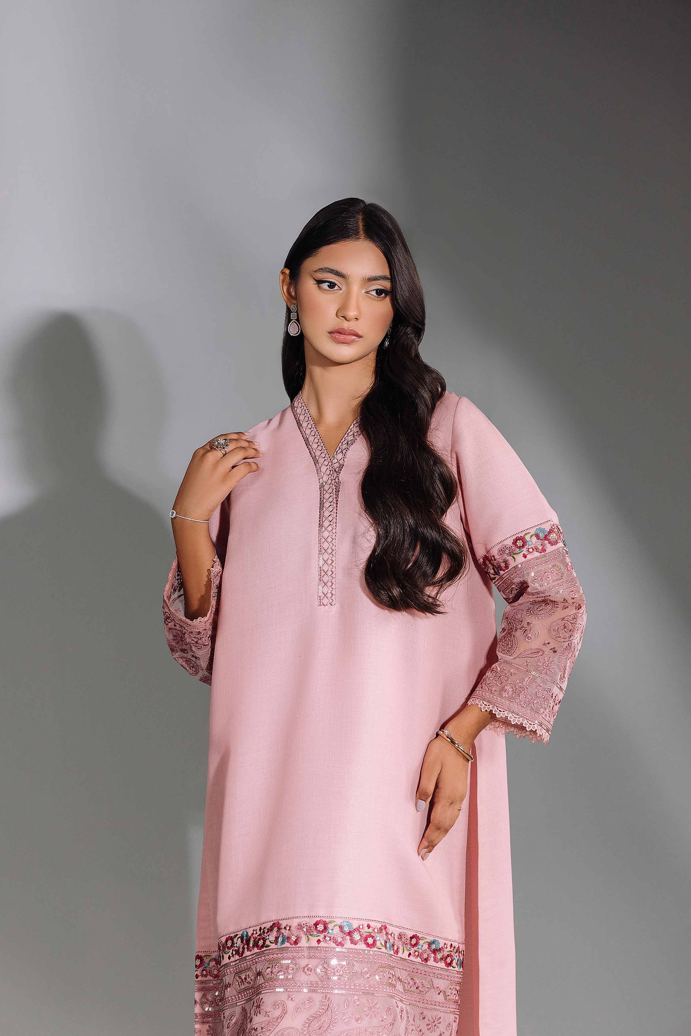 NishatUK - Brown Embroidered  Silk 2-piece ready to wear Luxury Dress