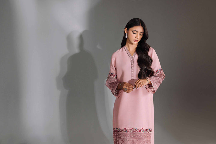 2 Piece Pink Silk Embroidered Suit