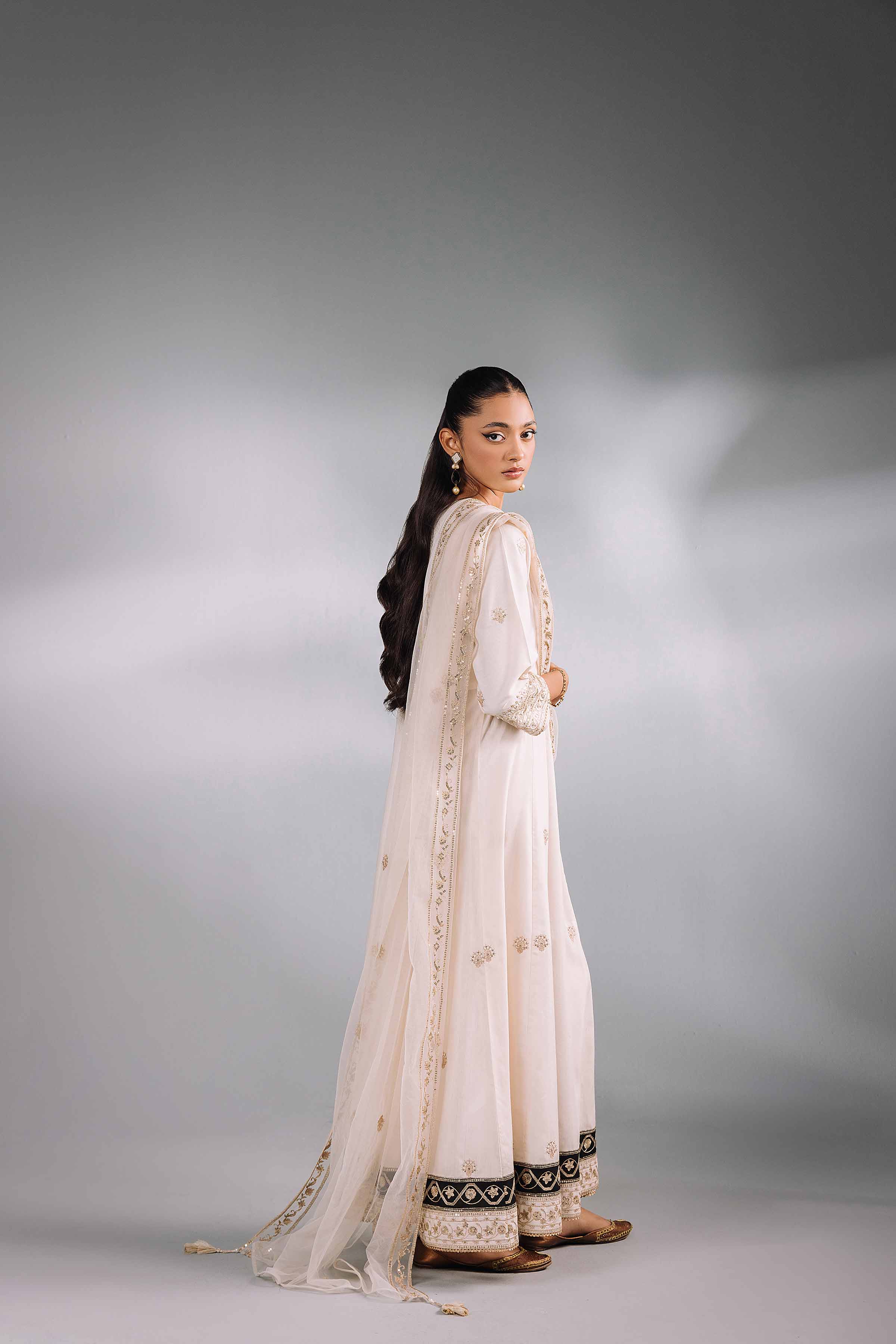 NishatUK - Off White Embroidered  Silk 2-piece ready to wear Luxury Dress