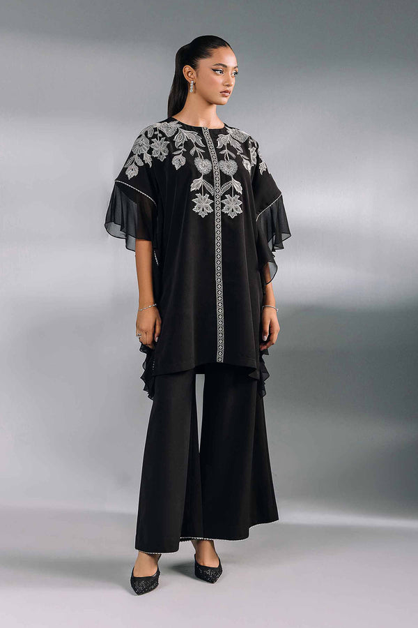 2 Piece Black Silk Embroidered Suit