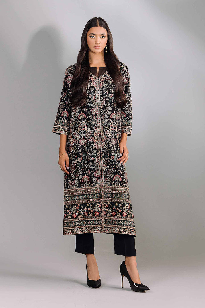 2 Piece Black Rayan Silk Embroidered Suit