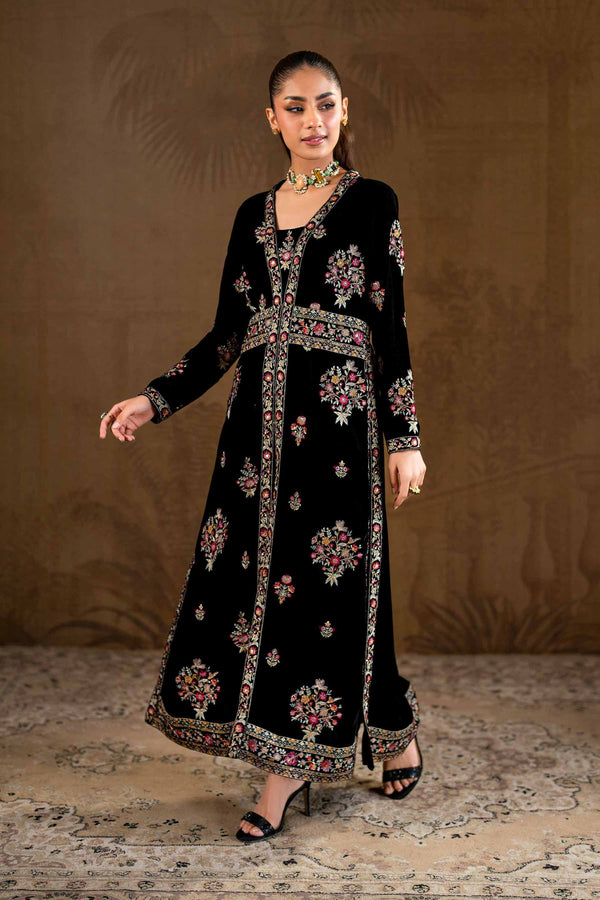 2 Piece Black Velvet Embroidered Suit