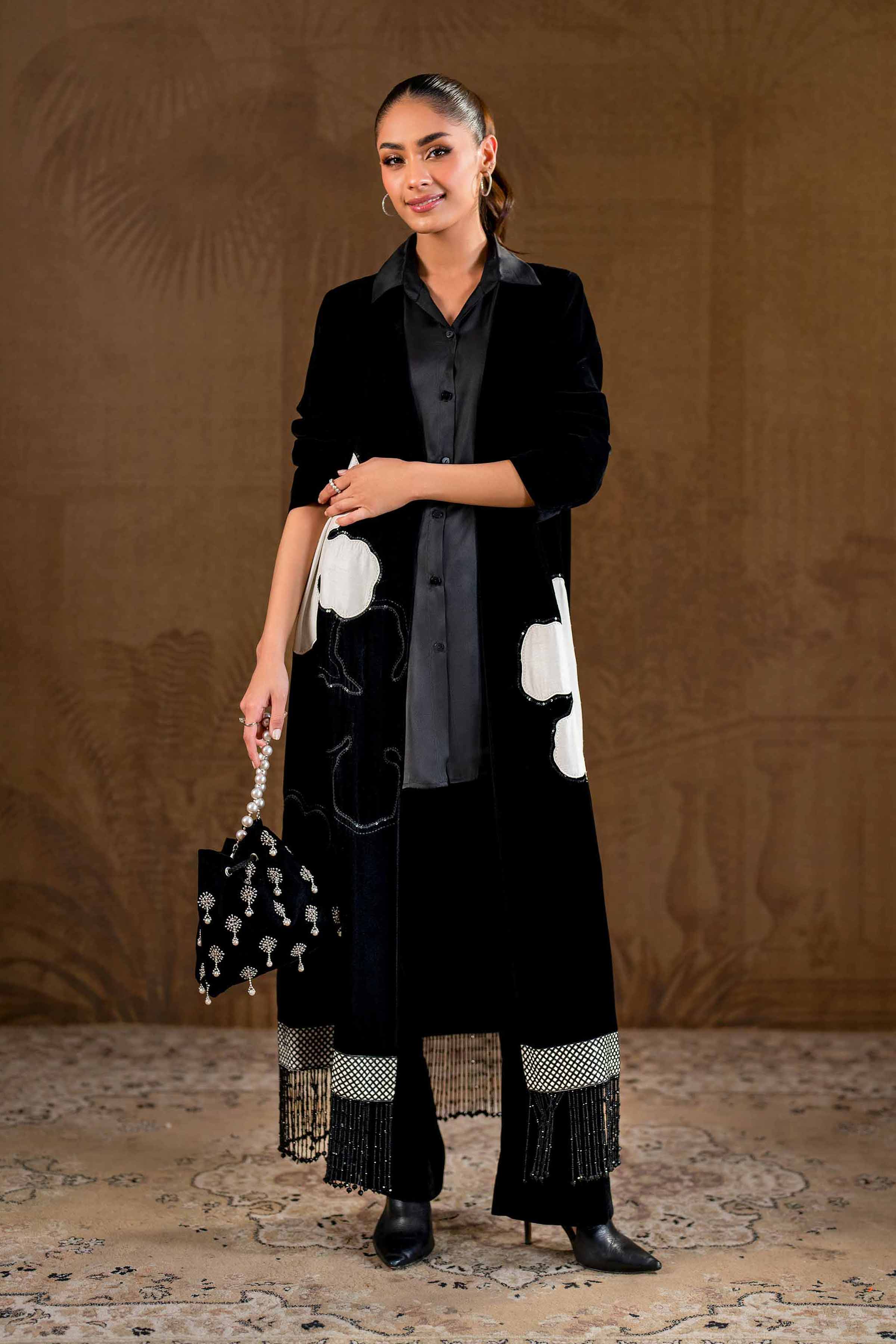 NishatUK - Brown Embroidered   Velvet 2-piece ready to wear Luxury Dress