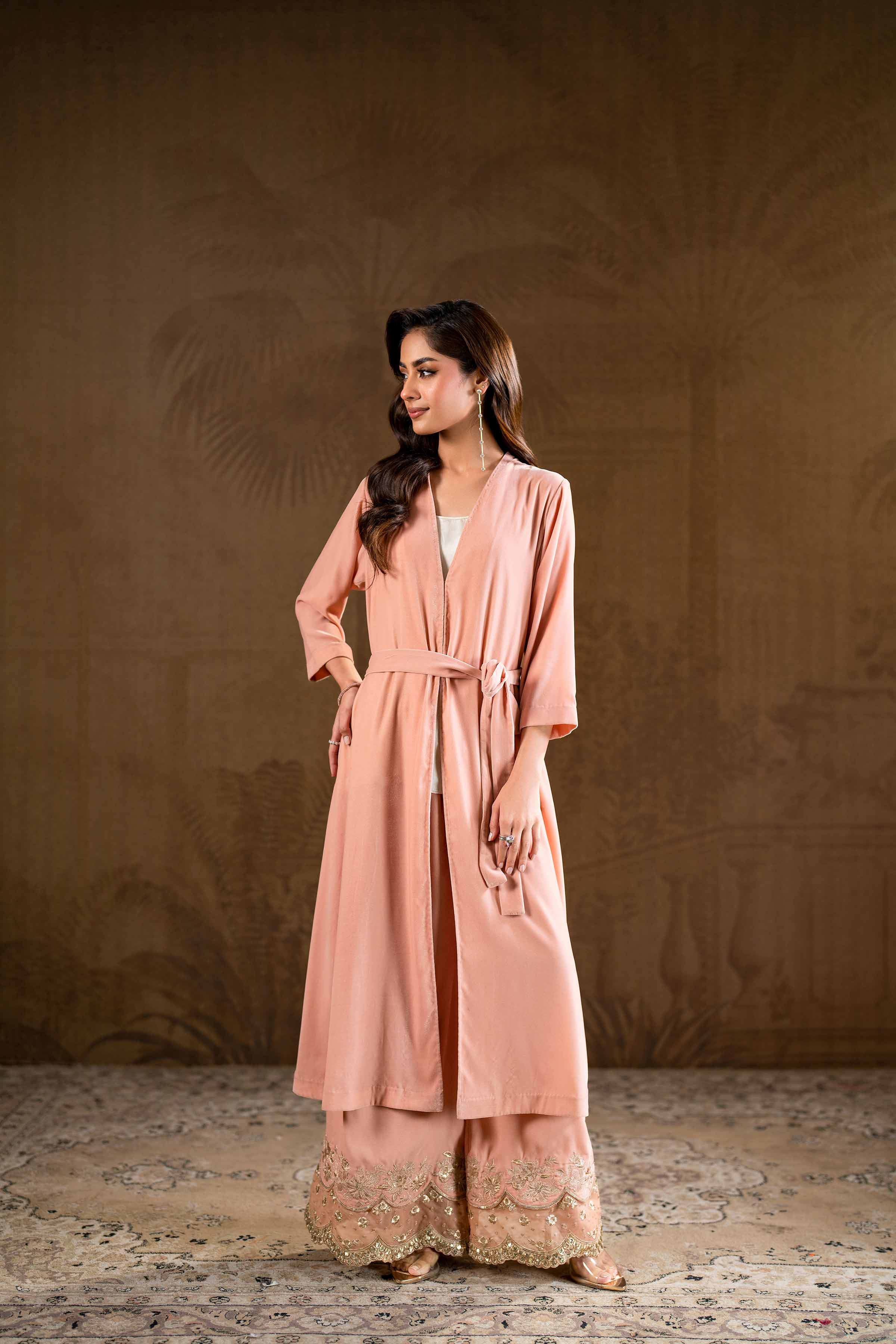 NishatUK - Brown Embroidered   Velvet 2-piece ready to wear Luxury Dress