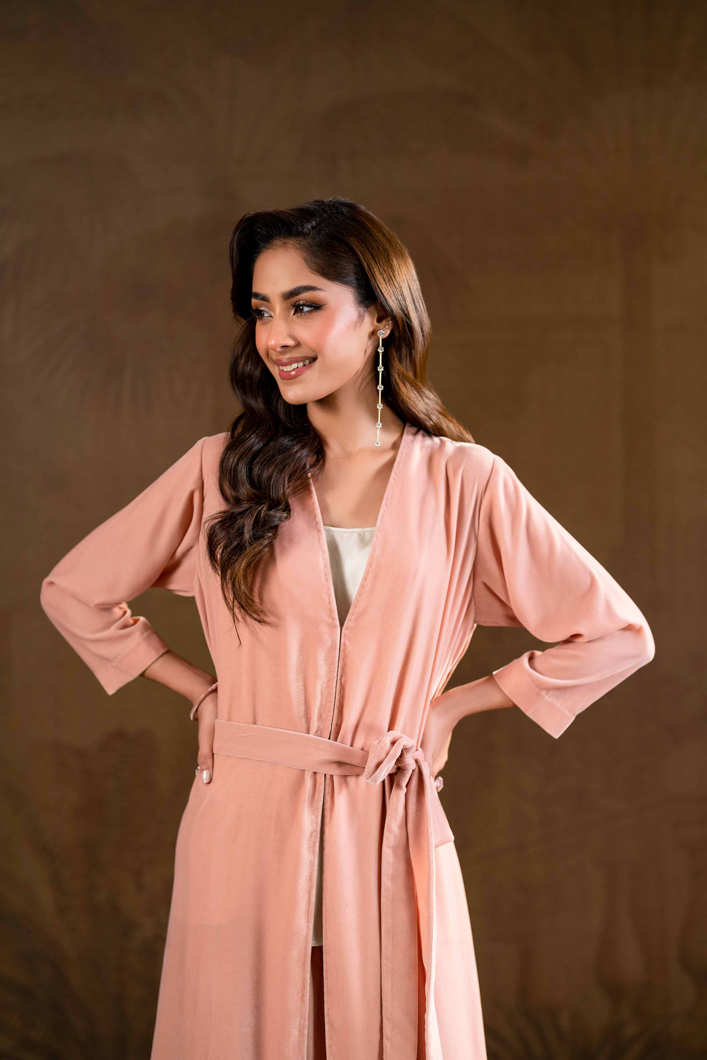 NishatUK - Brown Embroidered   Velvet 2-piece ready to wear Luxury Dress