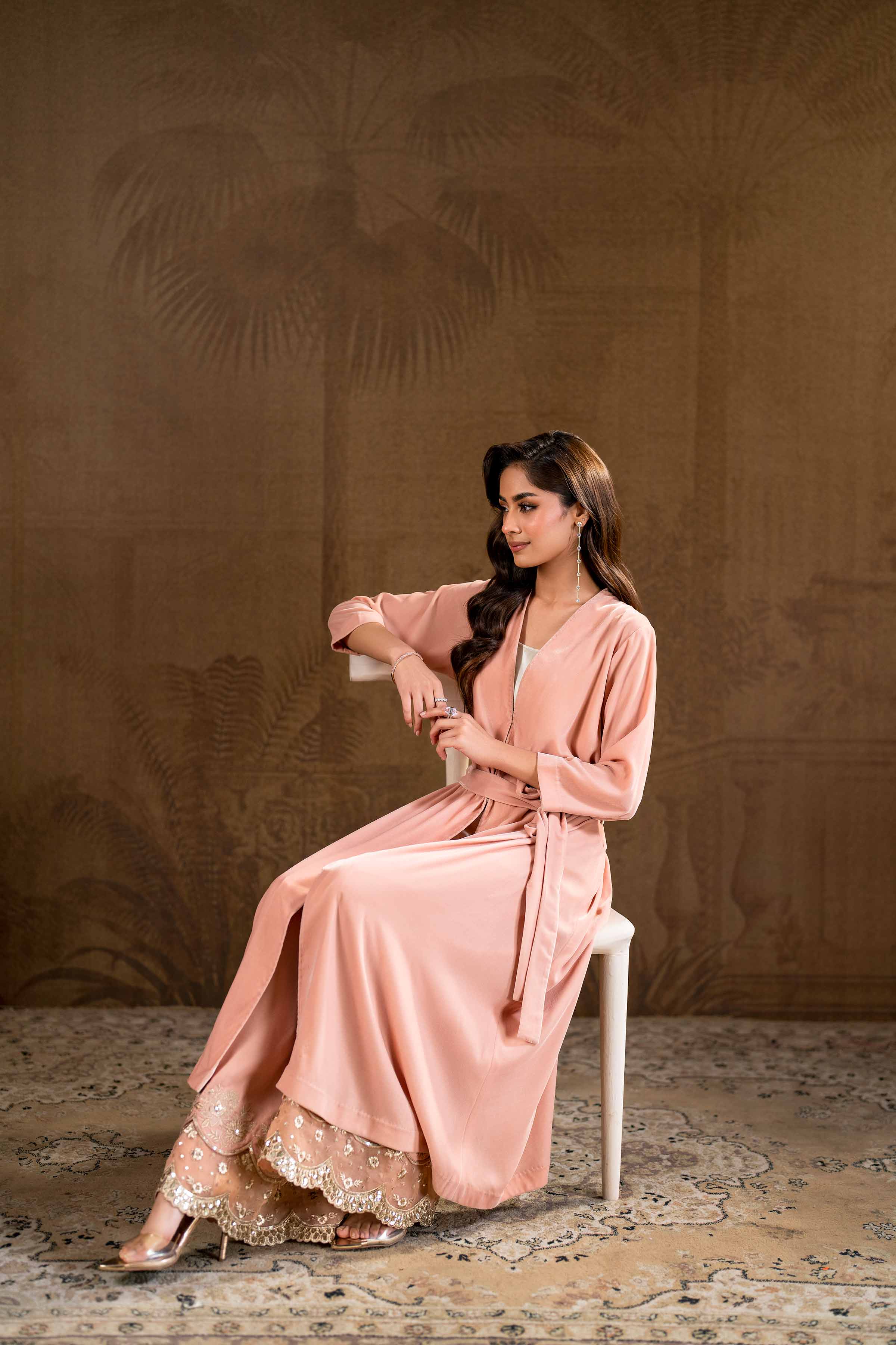 NishatUK - Brown Embroidered   Velvet 2-piece ready to wear Luxury Dress