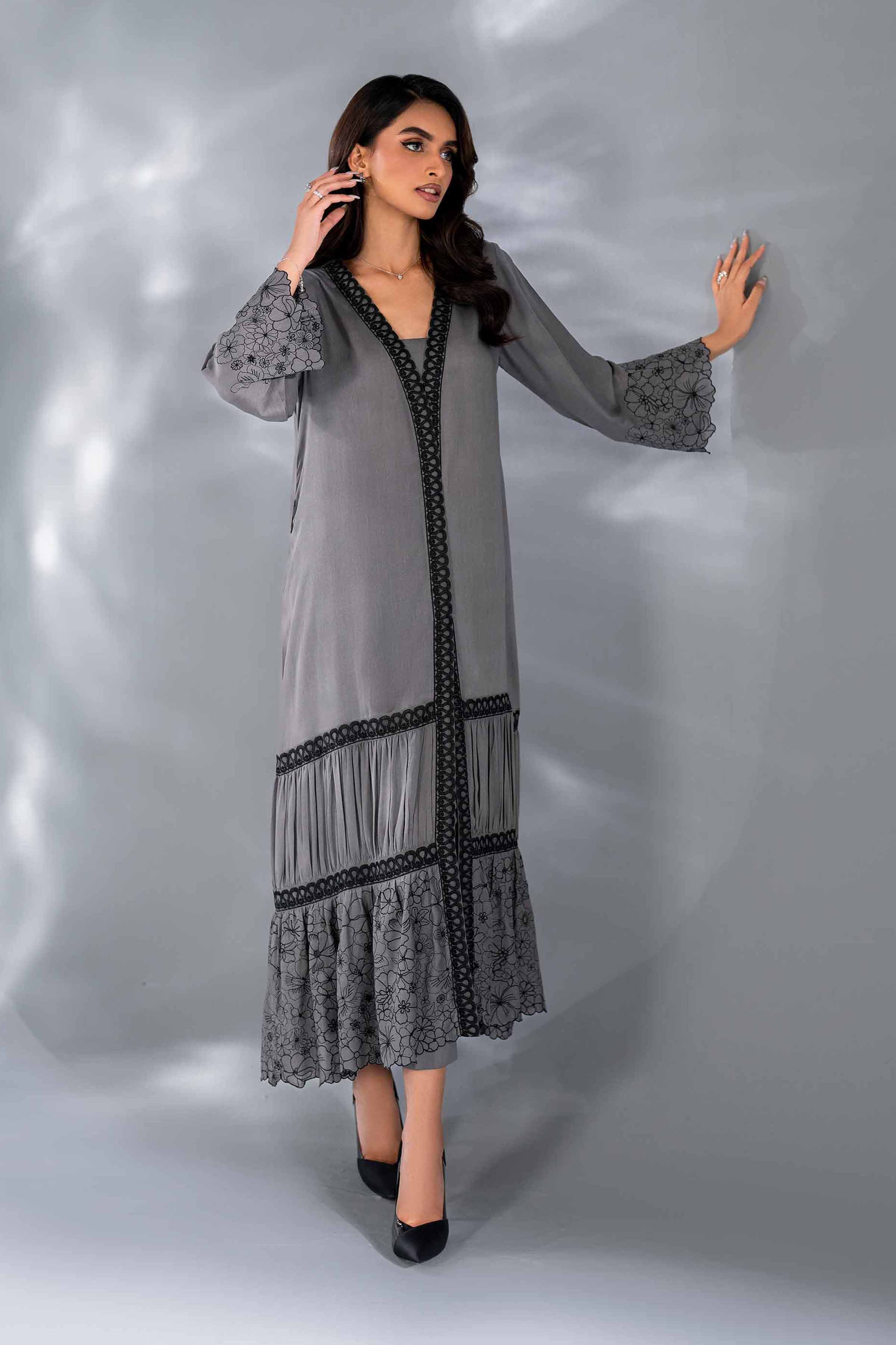 NishatUK - Brown Embroidered  Linen 2-piece ready to wear Luxury Dress