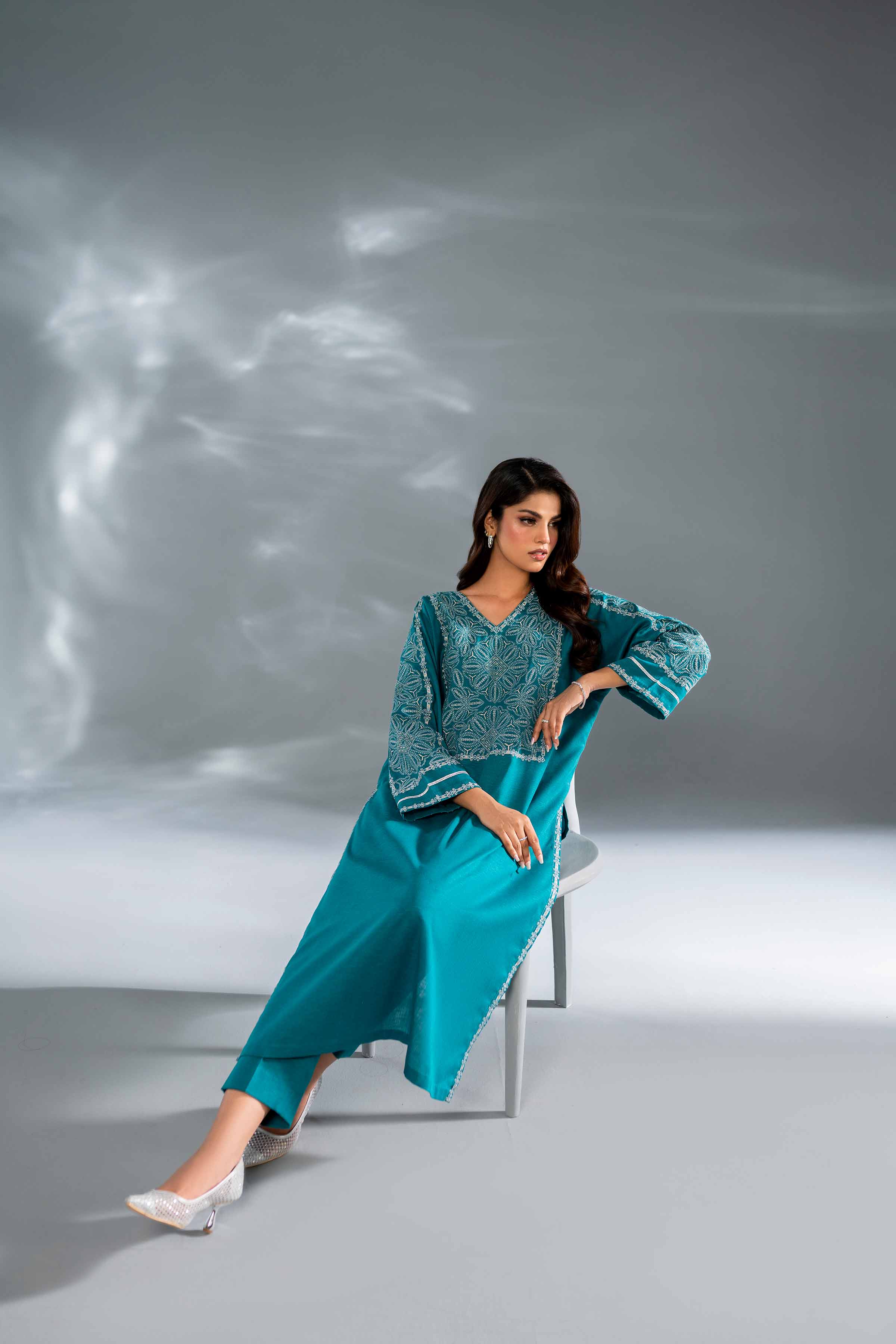 NishatUK - Brown Embroidered   Karandi 2-piece ready to wear Luxury Dress