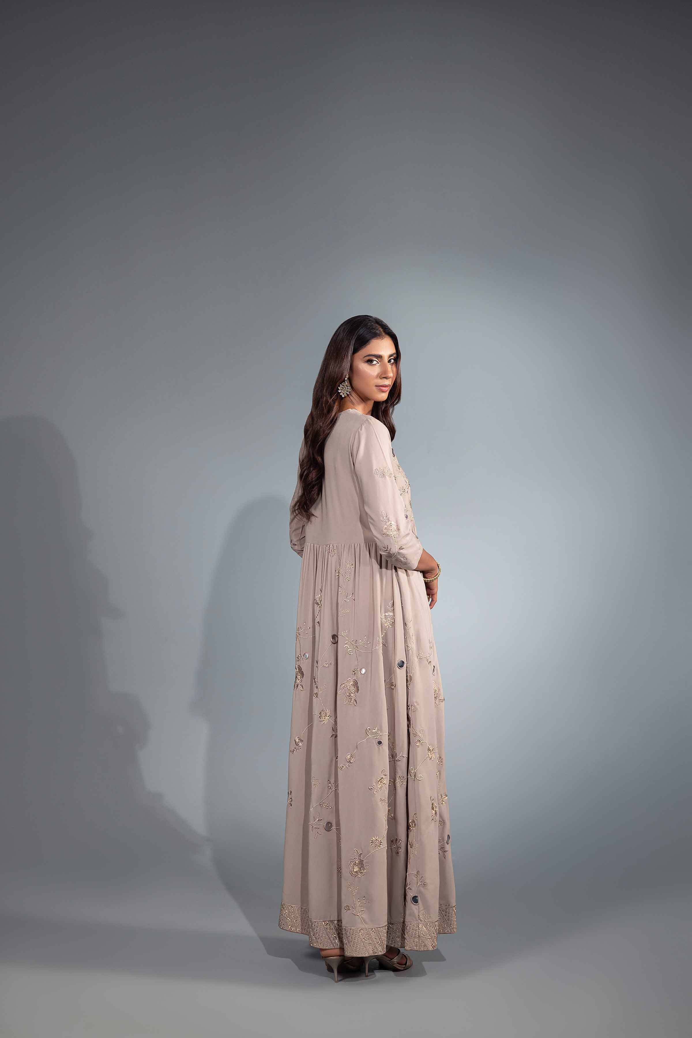 NishatUK - Nude Embroidered  Silk 1-piece ready to wear Luxury Dress
