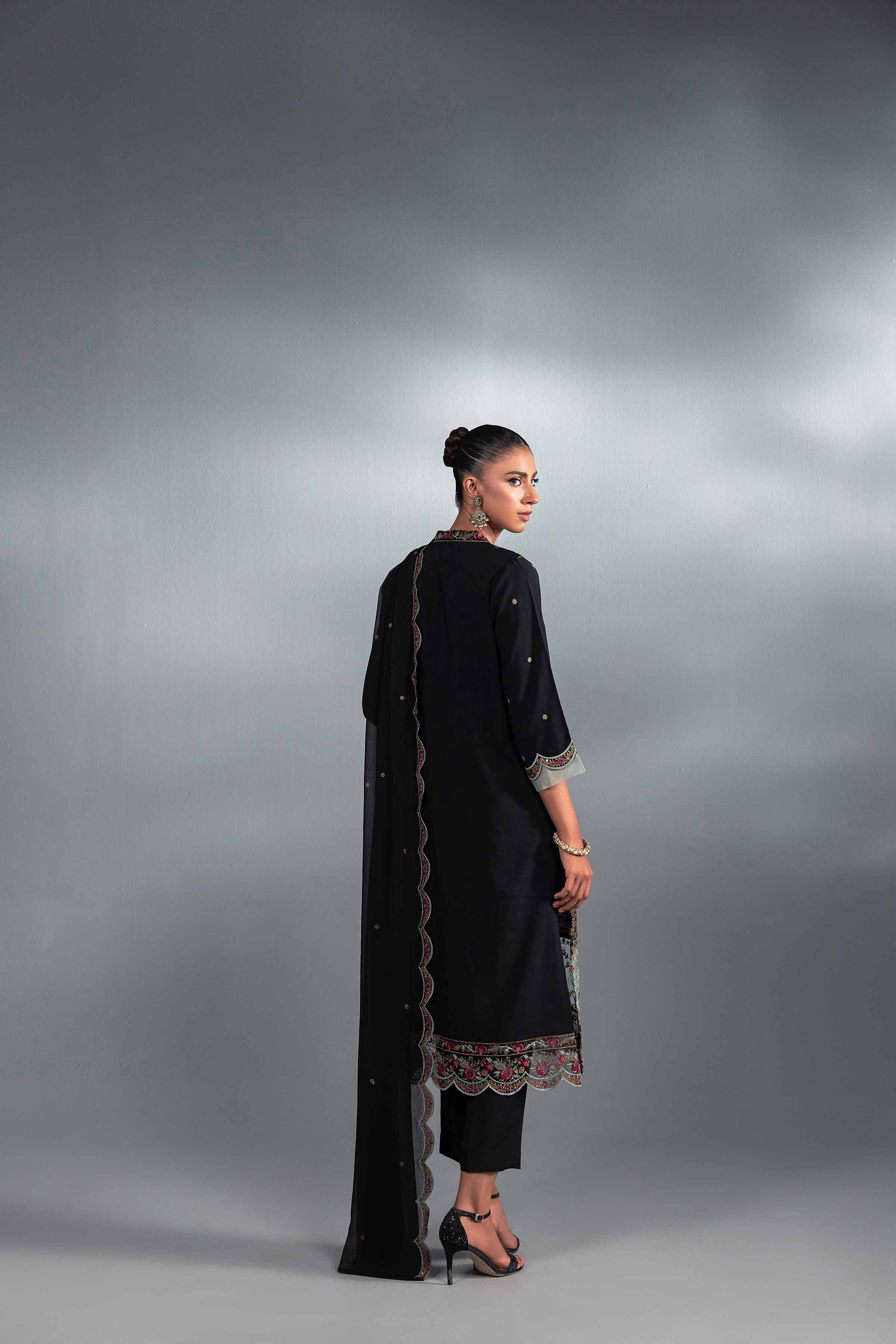NishatUK - Brown Embroidered  Silk 3-piece ready to wear Suit