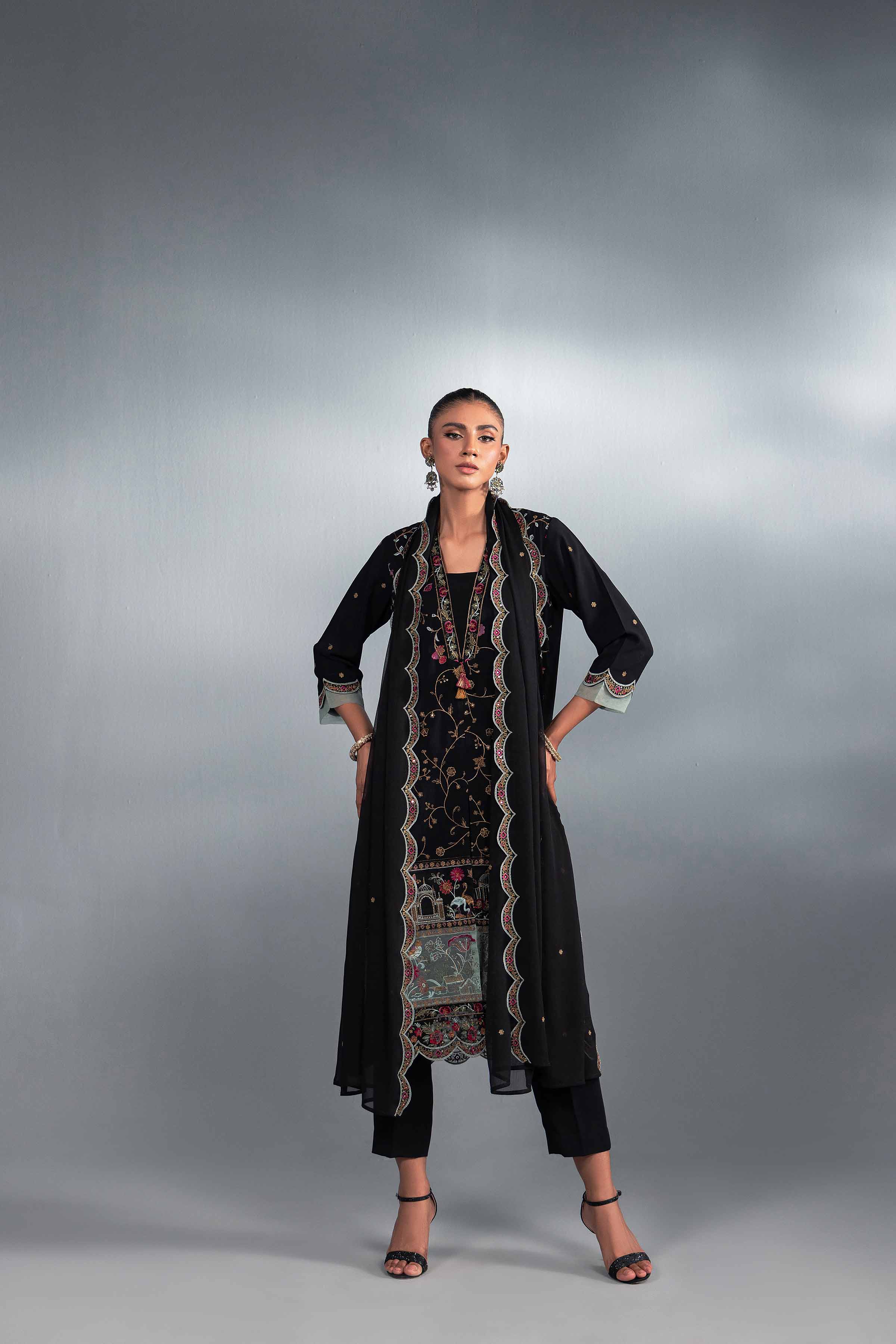 NishatUK - Brown Embroidered  Silk 3-piece ready to wear Suit