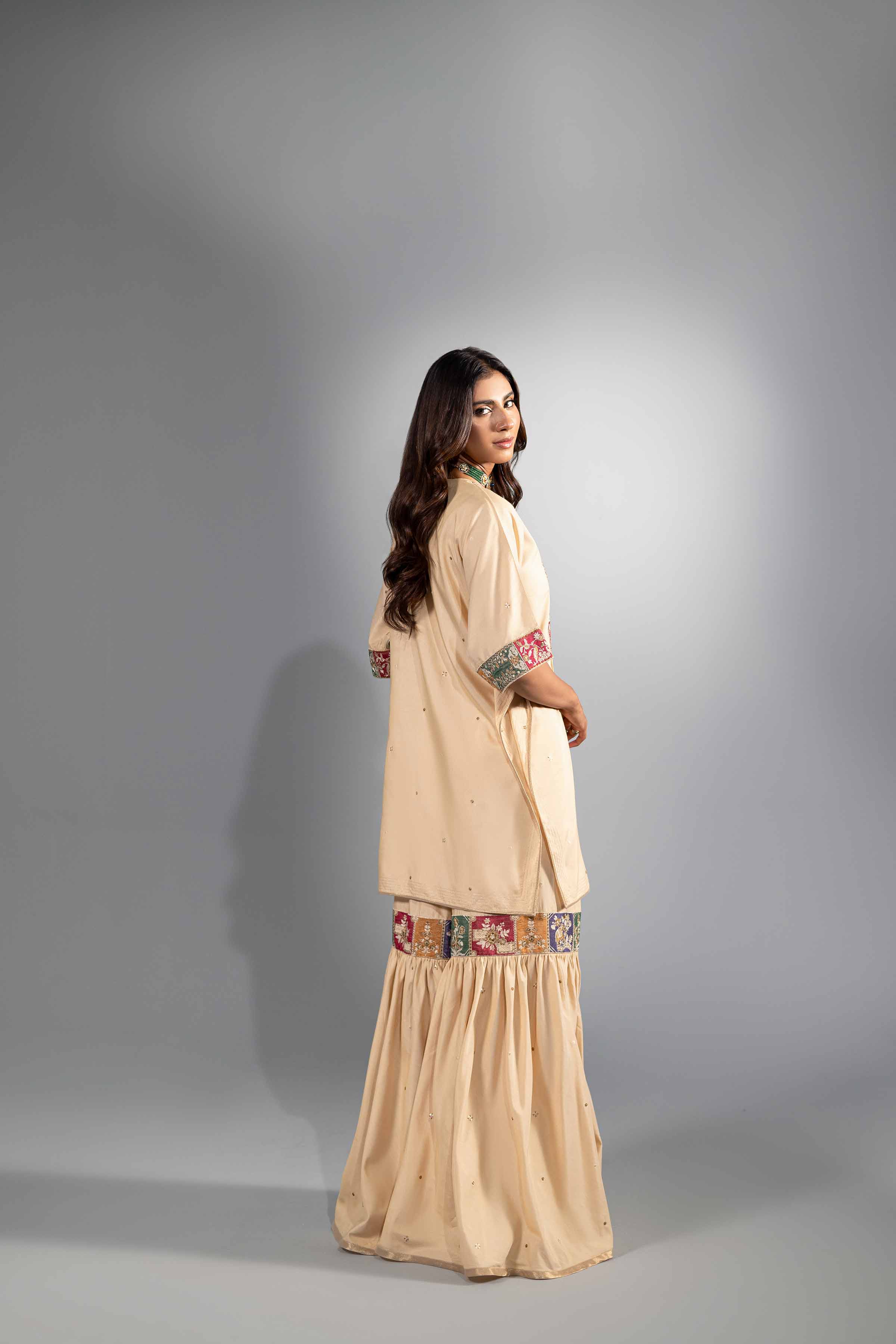 NishatUK - Brown Embroidered  Silk 2-piece ready to wear Luxury Dress