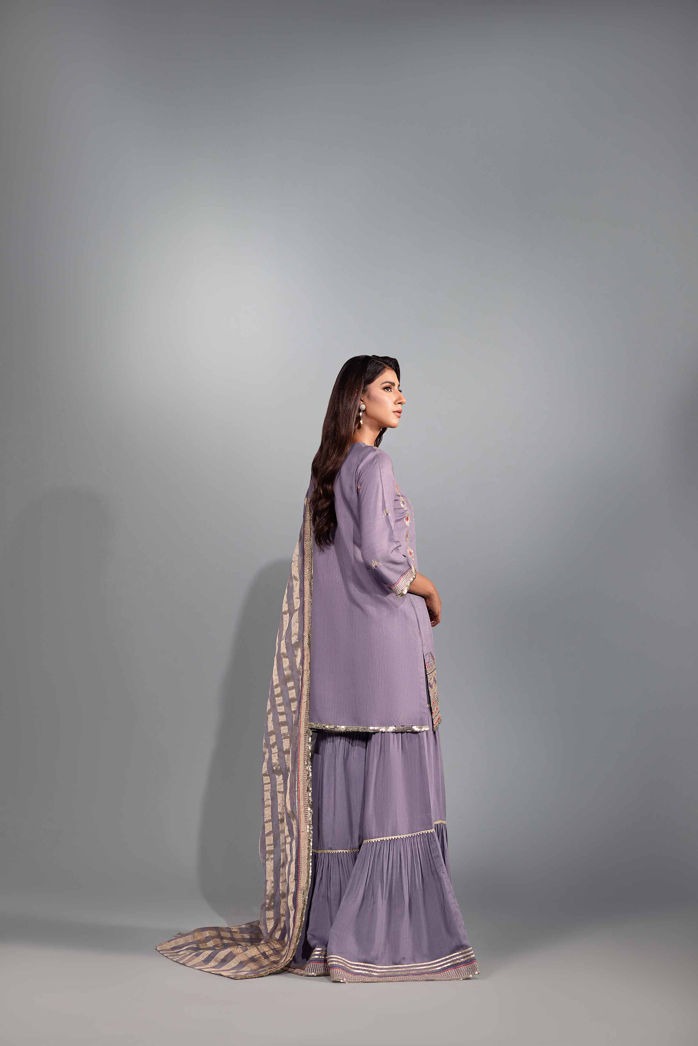 NishatUK - Brown Embroidered  Silk 3-piece ready to wear Suit
