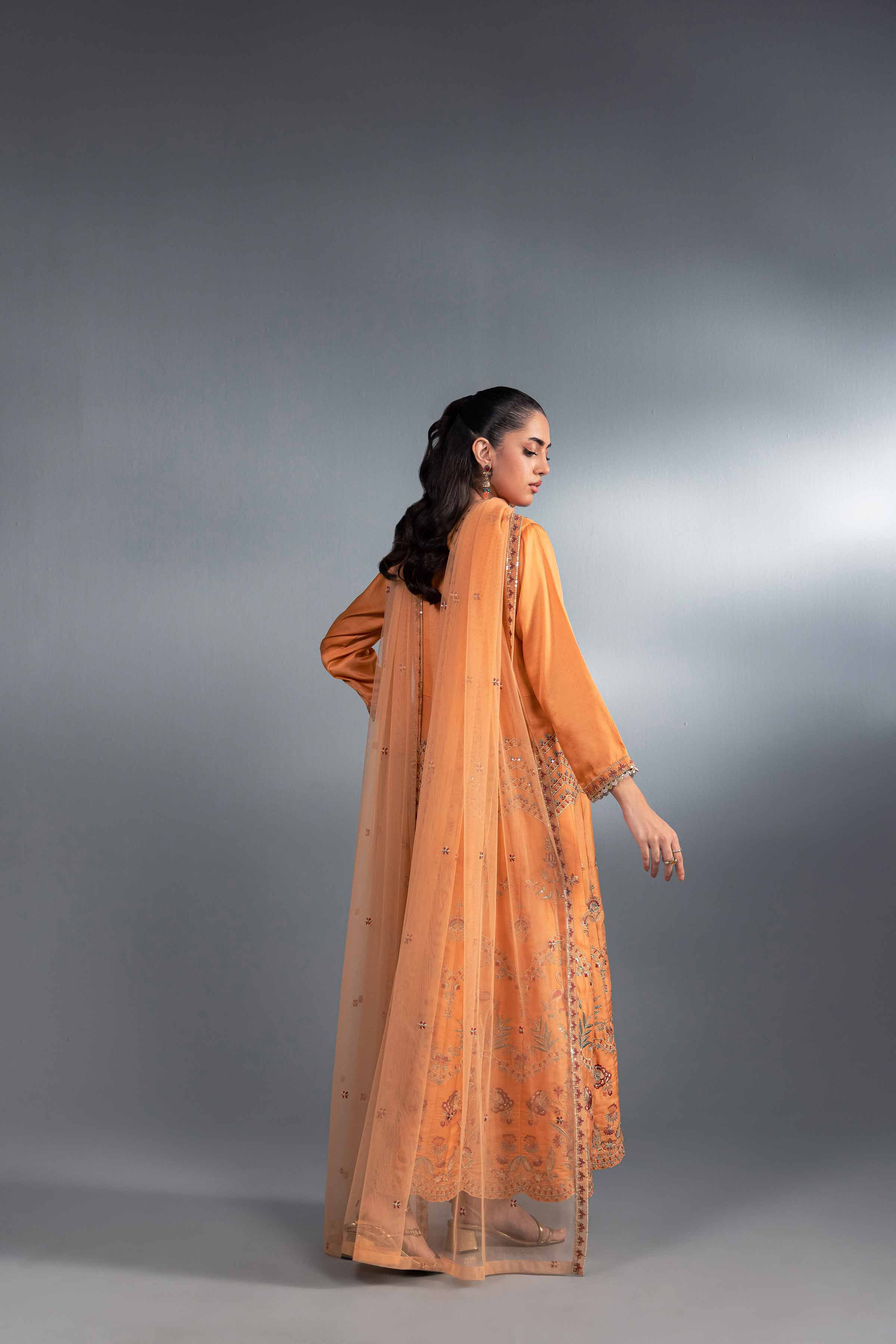 NishatUK - Peach Embroidered  Silk 2-piece ready to wear Luxury Dress