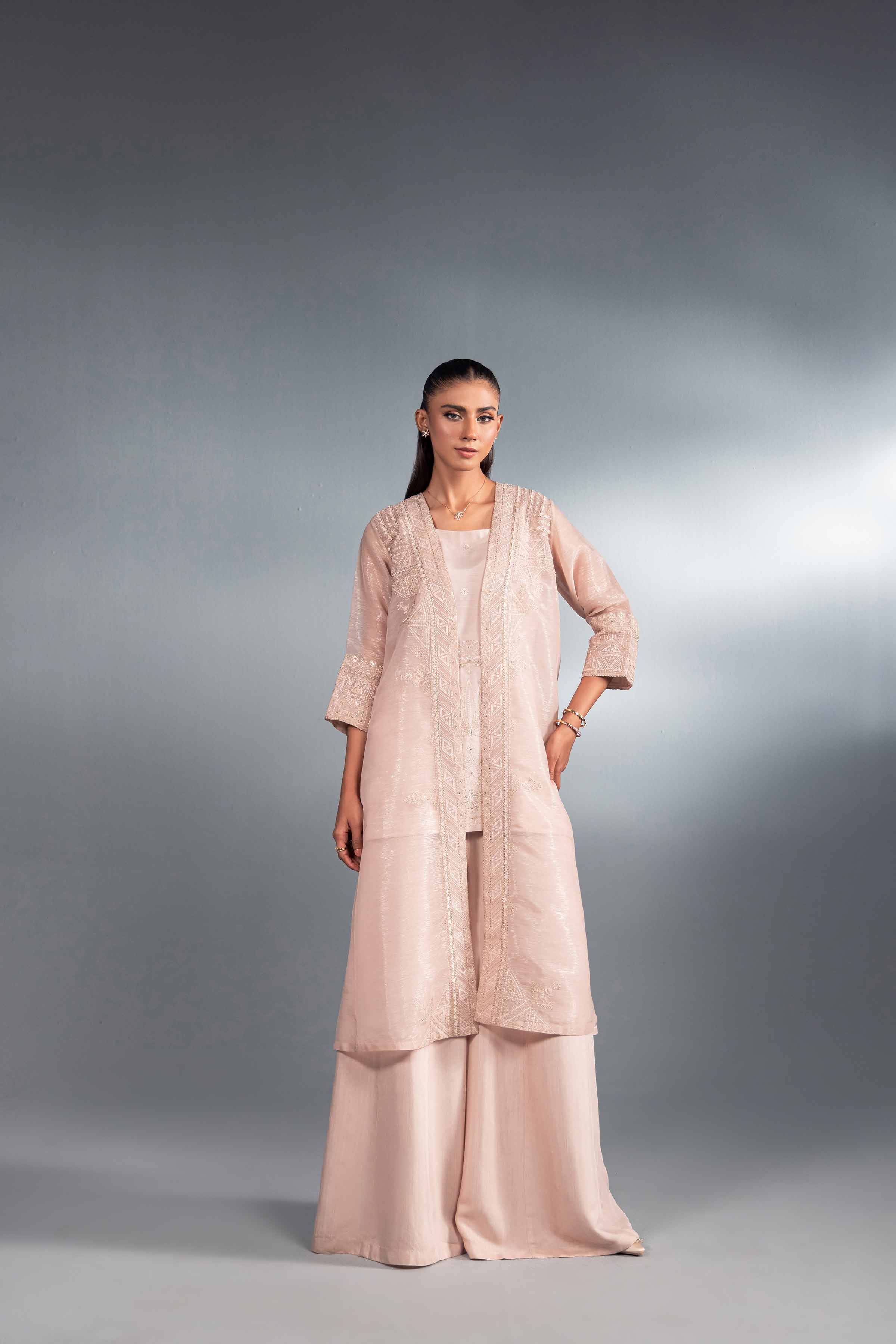 NishatUK - Brown Embroidered  Silk 3-piece ready to wear Suit