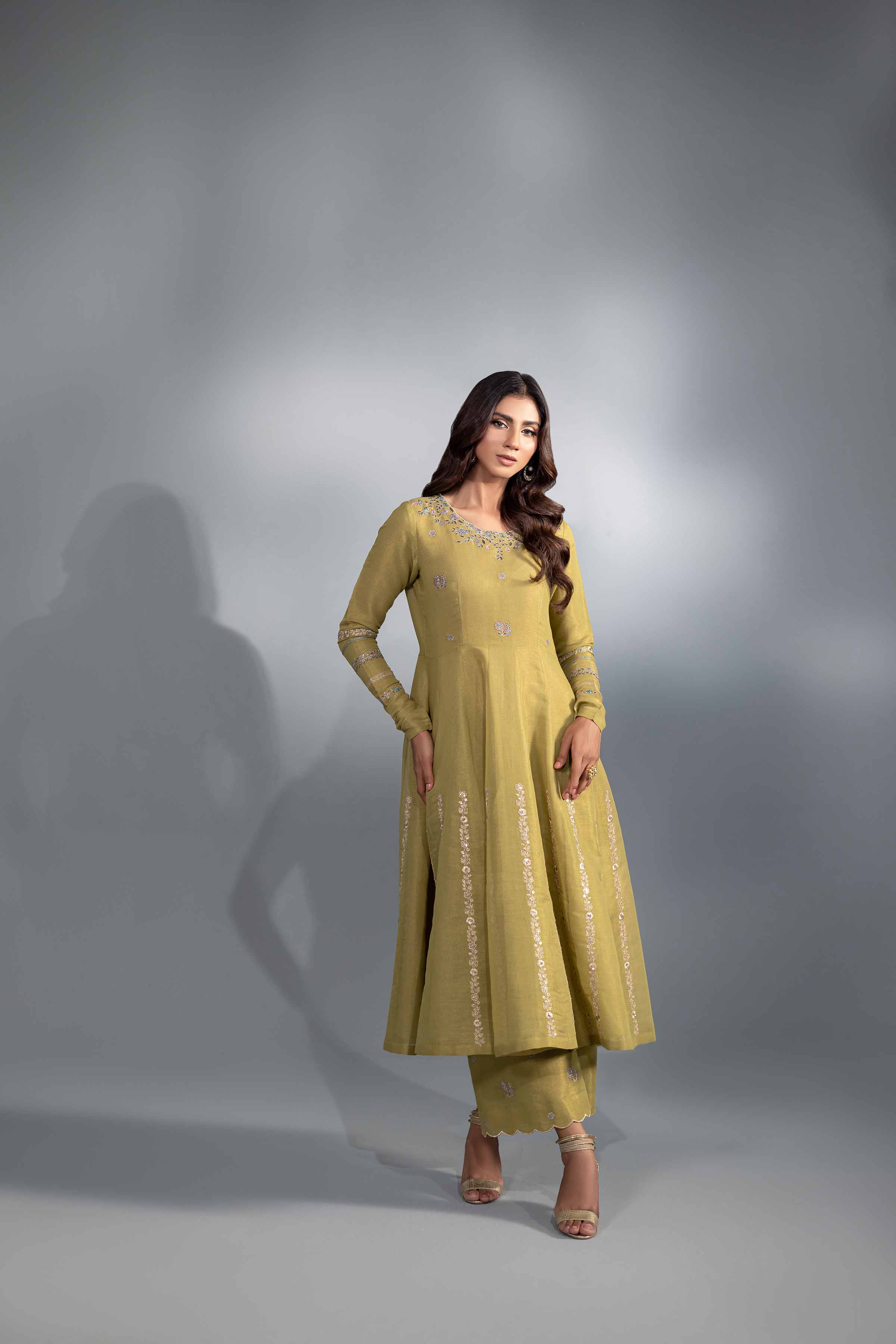 NishatUK - Green Embroidered   Maysuri 2-piece ready to wear Luxury Dress