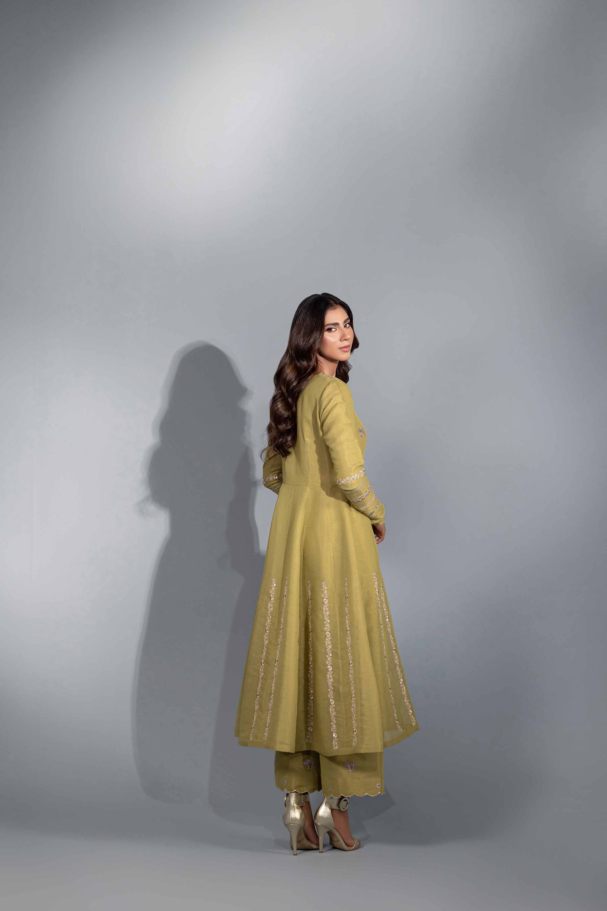 NishatUK - Green Embroidered   Maysuri 2-piece ready to wear Luxury Dress