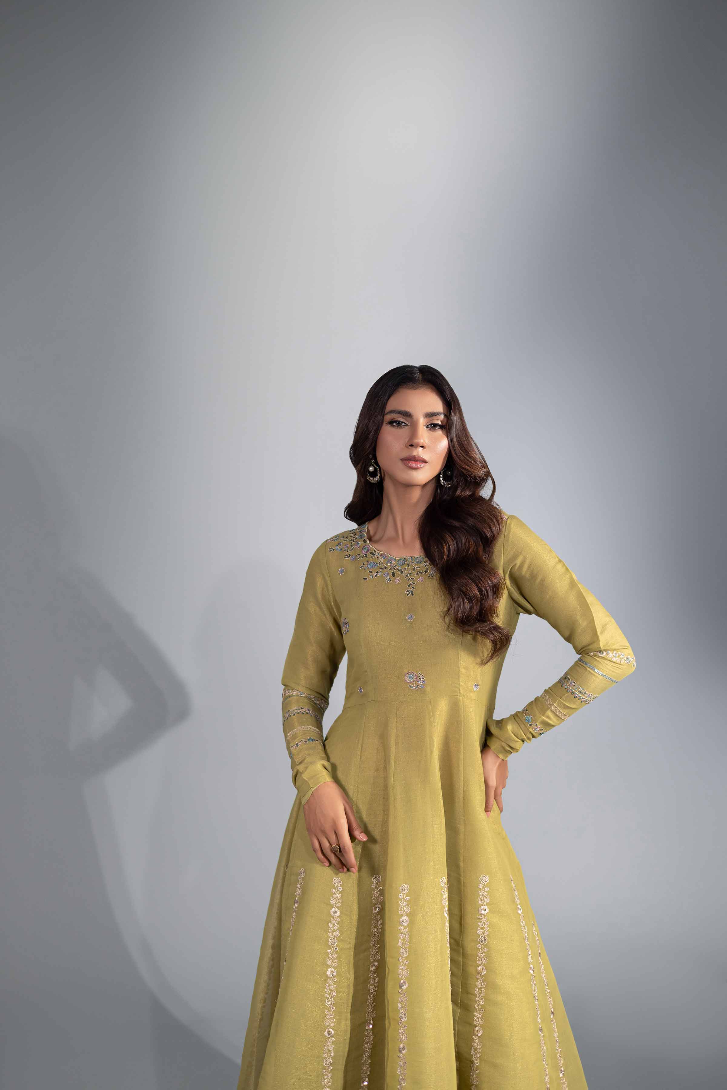 NishatUK - Green Embroidered   Maysuri 2-piece ready to wear Luxury Dress